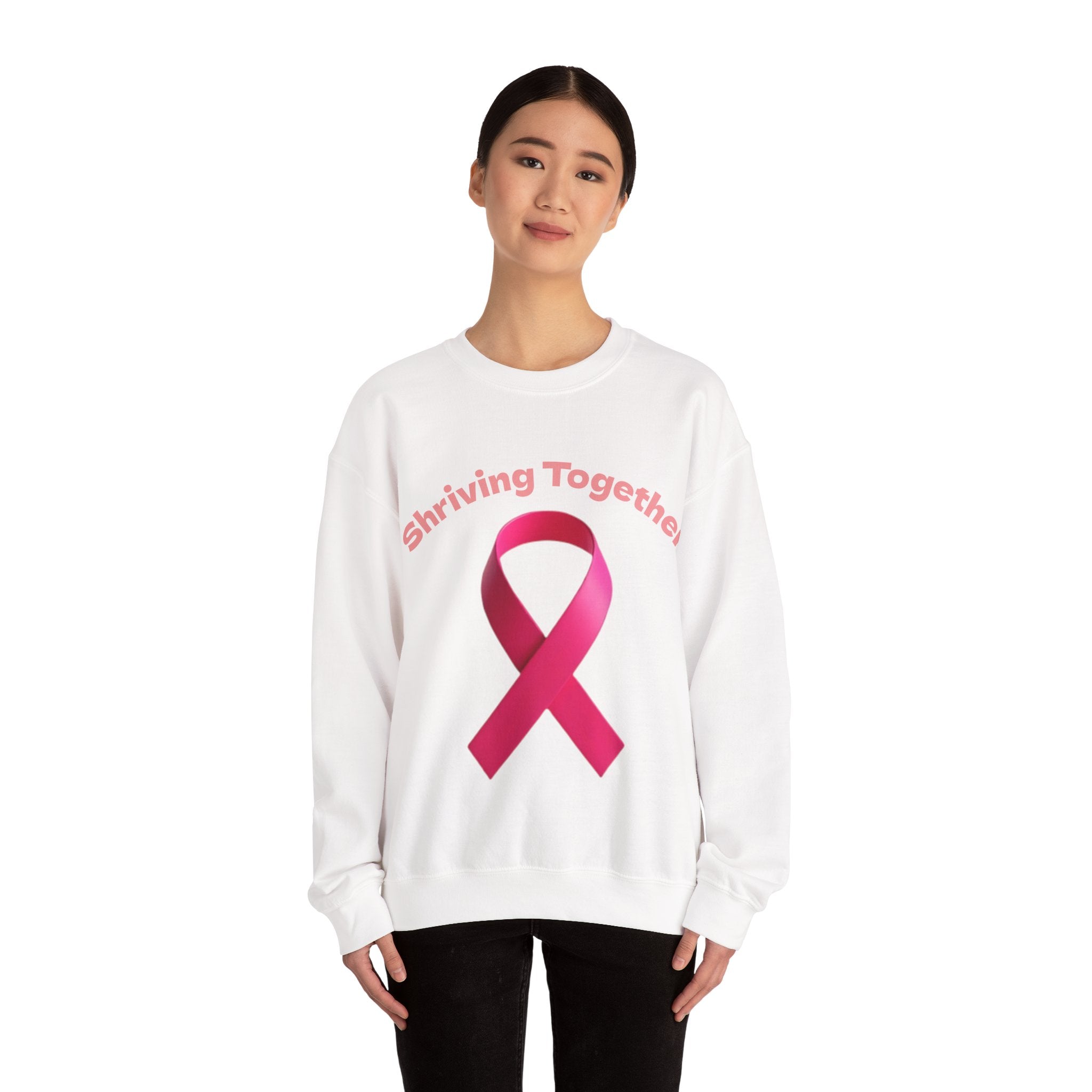 Cancer support Sweatshirt - Shriving Together, Cozy Unisex Pullover, Gift for Encouragement, Casual Wear, Motivational Outfit