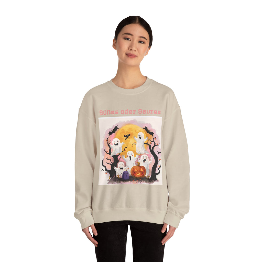Halloween Ghost Sweatshirt, Cozy Unisex Crewneck for Fall, Perfect for Halloween Parties, Autumn Fashion, Spooky Season Wear