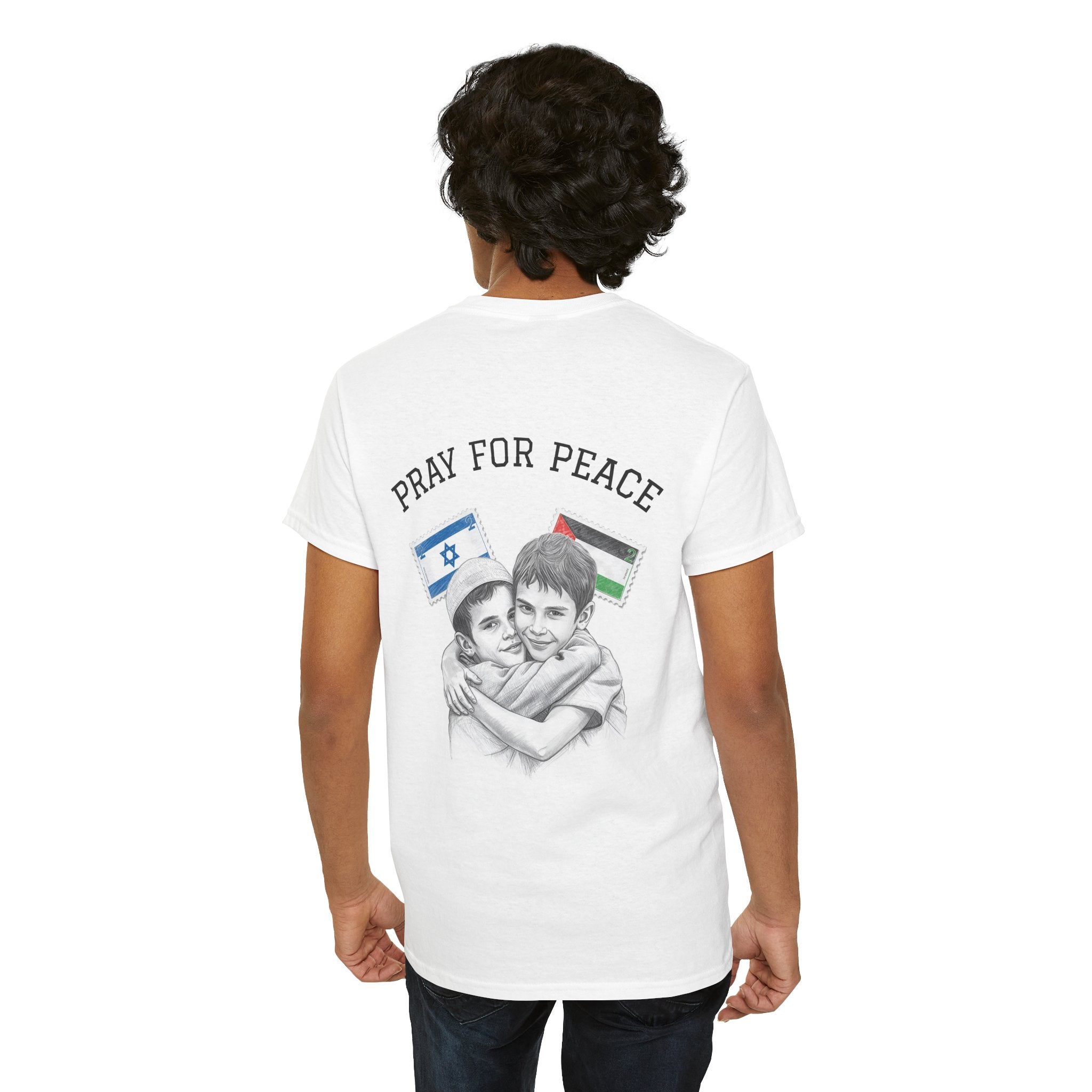 Unisex Heavy Cotton Tee: Pray for Peace Shirt, Gift for Activists, Casual Wear, Peace Movement, Thoughtful Gift Idea, Palestine gaza Israel