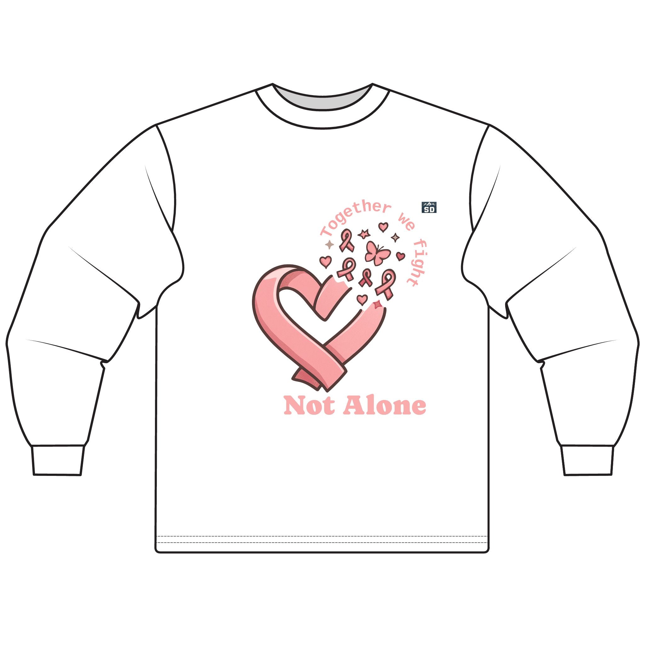 Unisex Long Sleeve T-Shirt - Together We Fight, Not Alone, Cancer Awareness Tee, Supportive Apparel, Gift for Fighters, Inspirational [...]