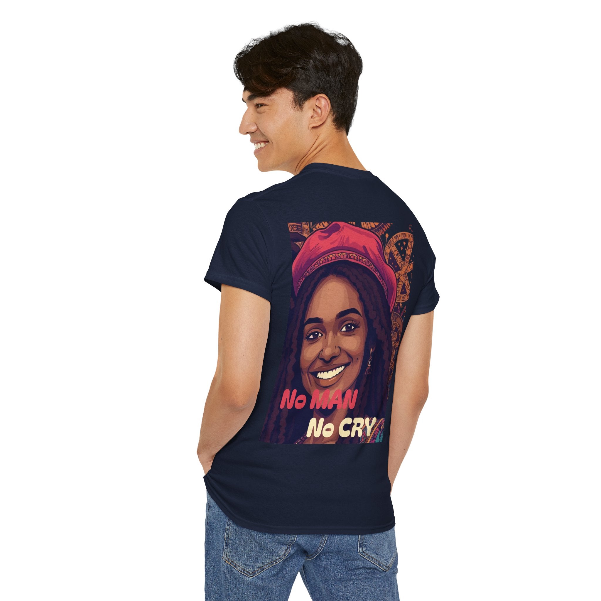 Unisex Heavy Cotton Tee with 'No Man No Cry' Artwork, Vintage Tee, Music Lover Gift,  Inspired Shirt, Casual Streetwear