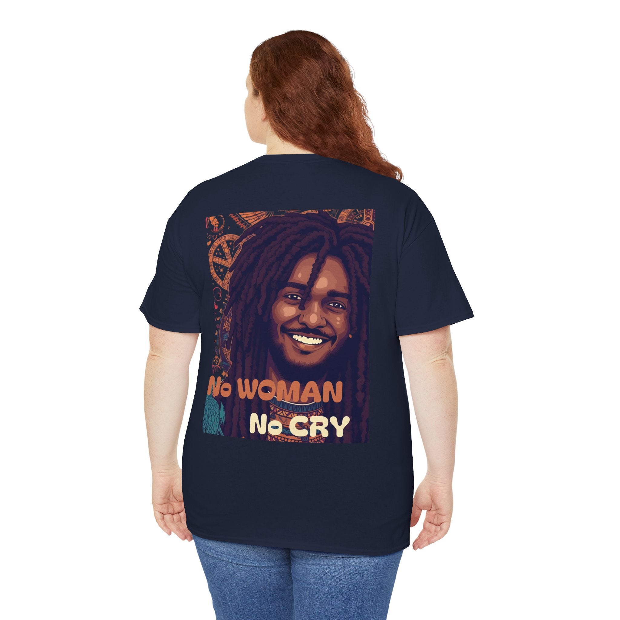 Unisex Heavy Cotton Tee with 'No Woman No Cry' Artwork, Vintage Tee, Music Lover Gift,  Inspired Shirt, Casual Streetwear
