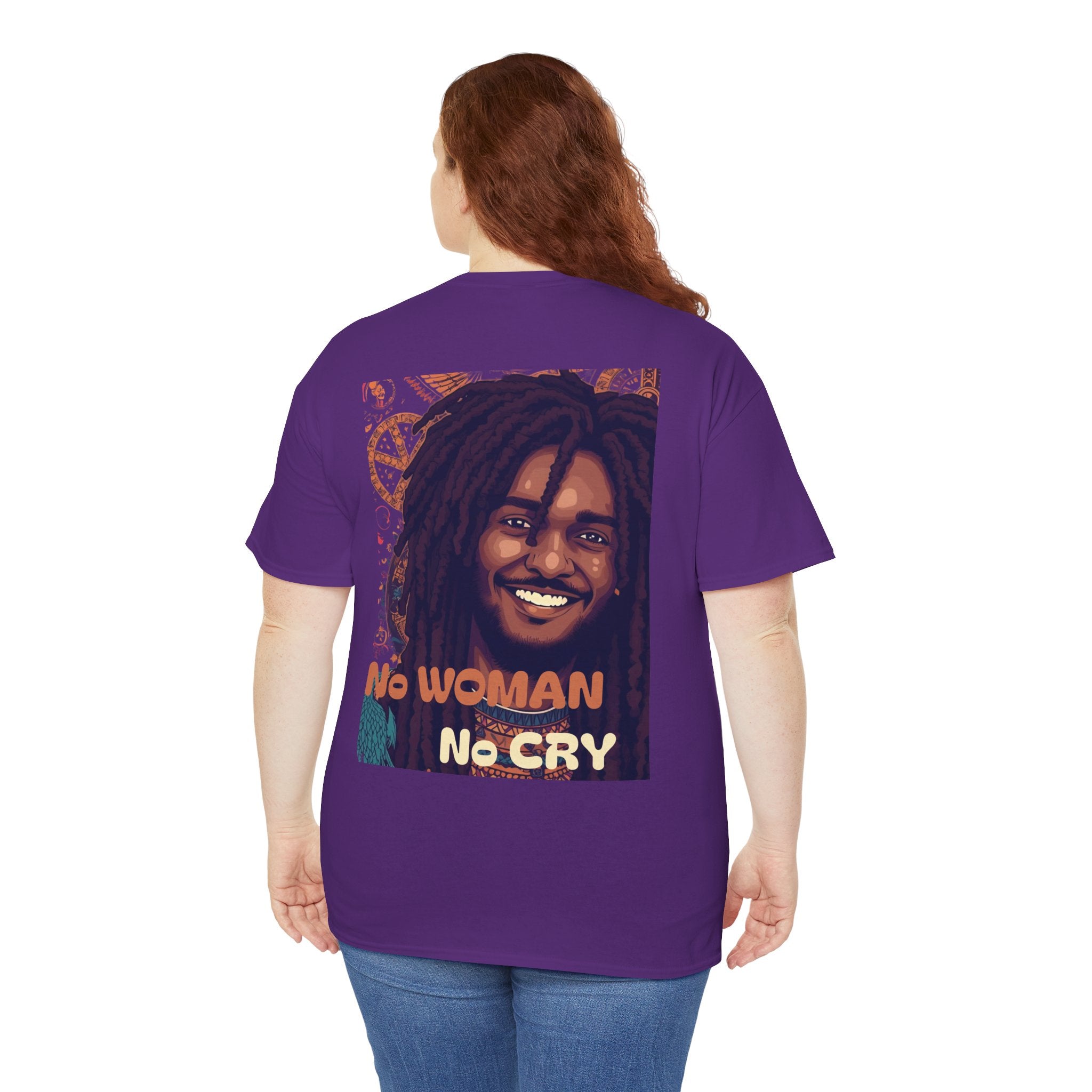 Unisex Heavy Cotton Tee with 'No Woman No Cry' Artwork, Vintage Tee, Music Lover Gift,  Inspired Shirt, Casual Streetwear