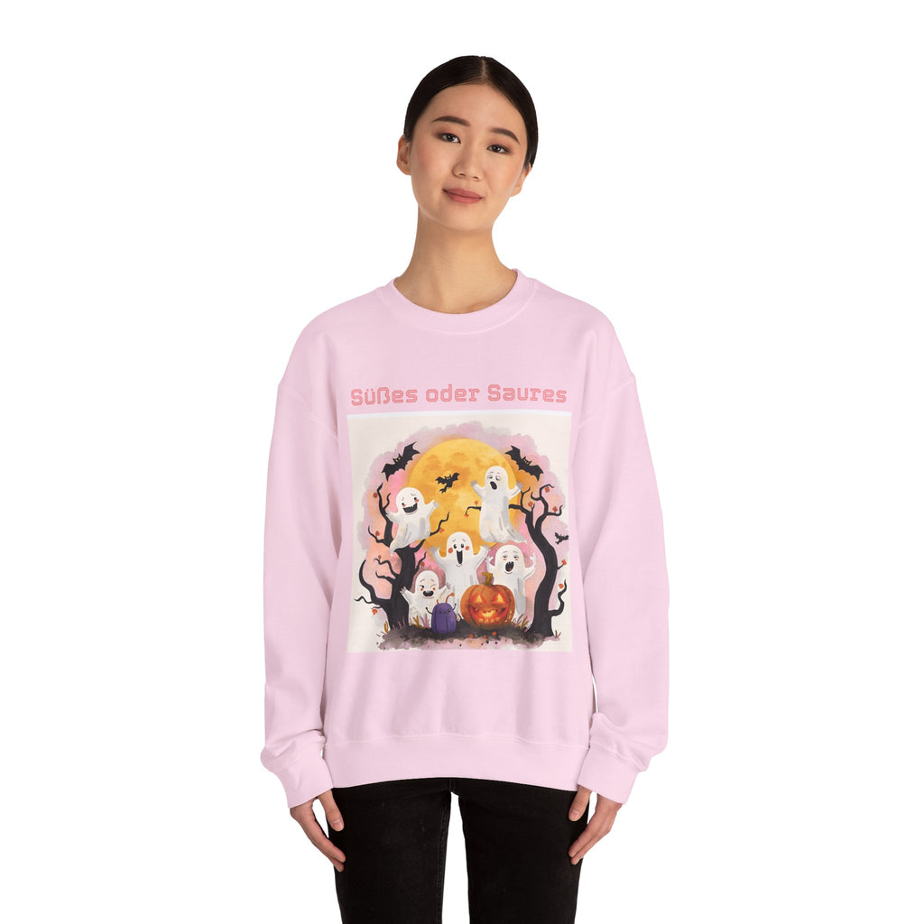 Halloween Ghost Sweatshirt, Cozy Unisex Crewneck for Fall, Perfect for Halloween Parties, Autumn Fashion, Spooky Season Wear
