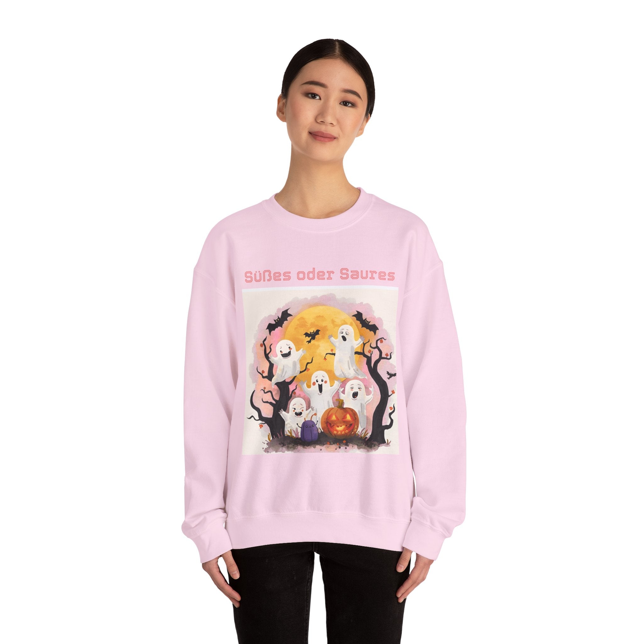 Halloween Ghost Sweatshirt, Cozy Unisex Crewneck for Fall, Perfect for Halloween Parties, Autumn Fashion, Spooky Season Wear