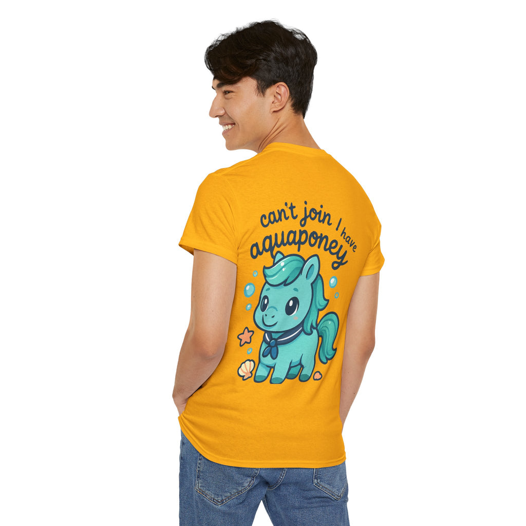 Aquaponey Humor Unisex Heavy Cotton Tee, Fun T-Shirt for Friends, Gift for Horse Lovers, Casual Wear, Funny Summer Tee
