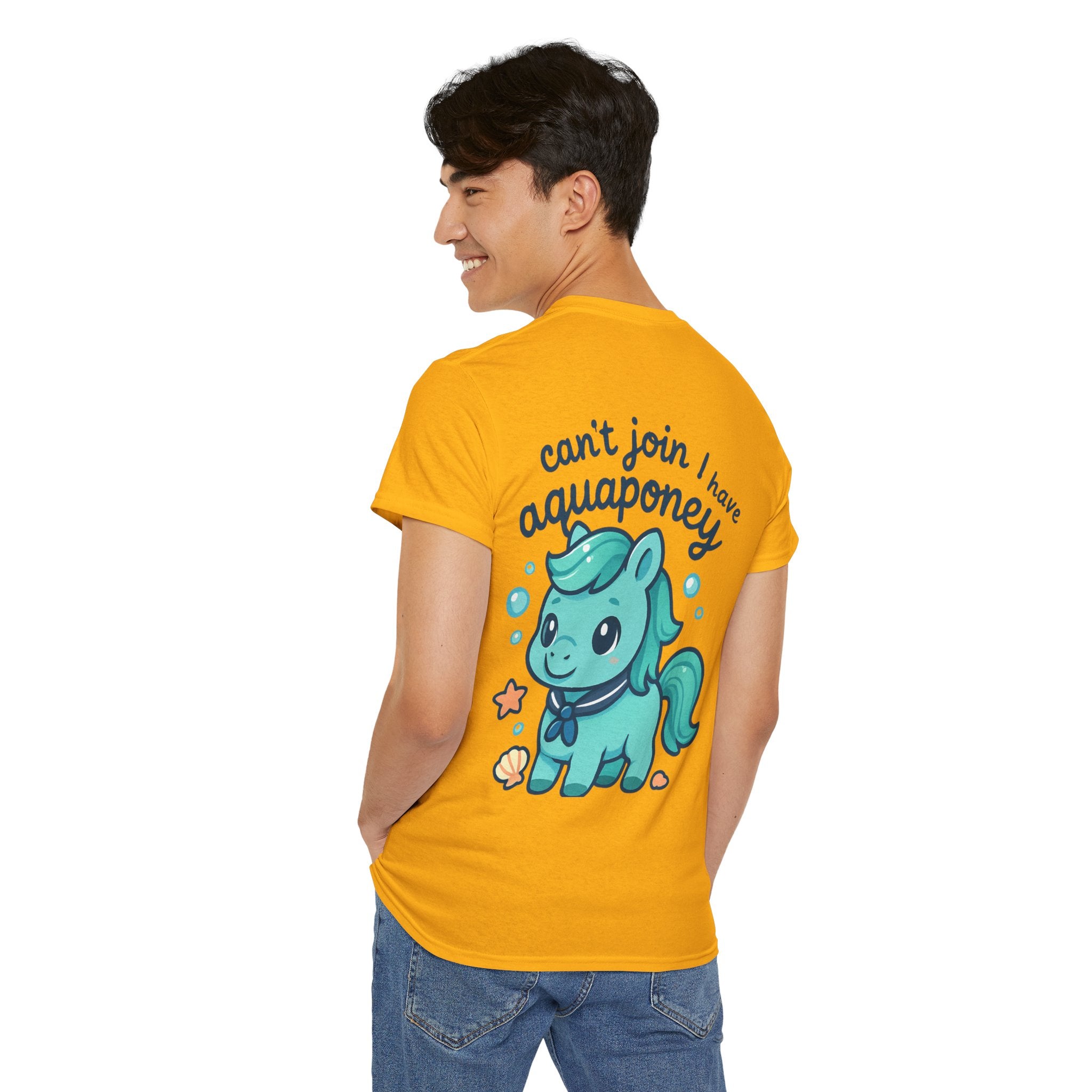 Aquaponey Humor Unisex Heavy Cotton Tee, Fun T-Shirt for Friends, Gift for Horse Lovers, Casual Wear, Funny Summer Tee