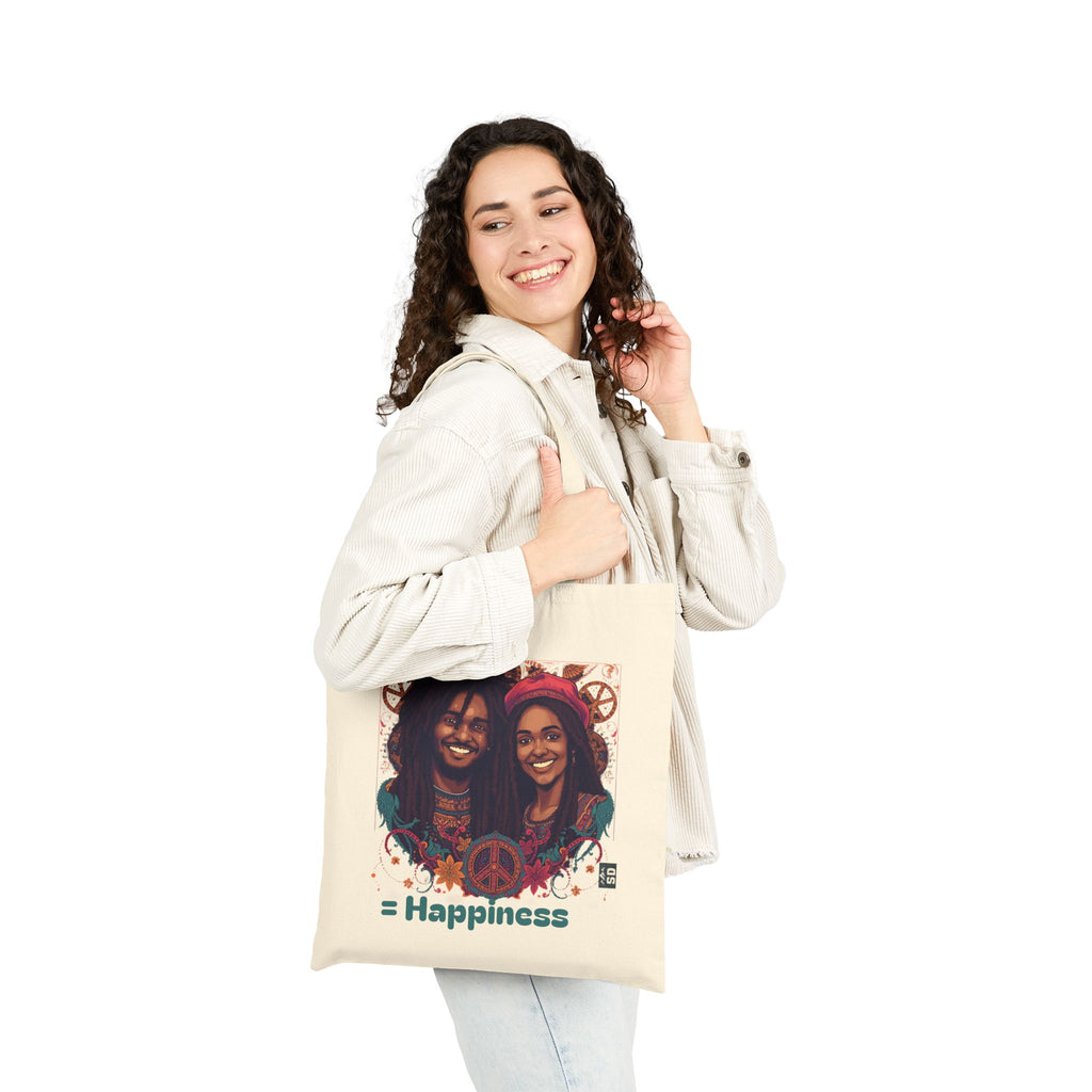 Family Cotton Canvas Tote Bag - Happy Family Design