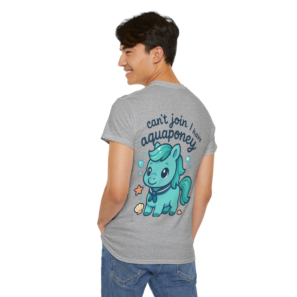 Aquaponey Humor Unisex Heavy Cotton Tee, Fun T-Shirt for Friends, Gift for Horse Lovers, Casual Wear, Funny Summer Tee