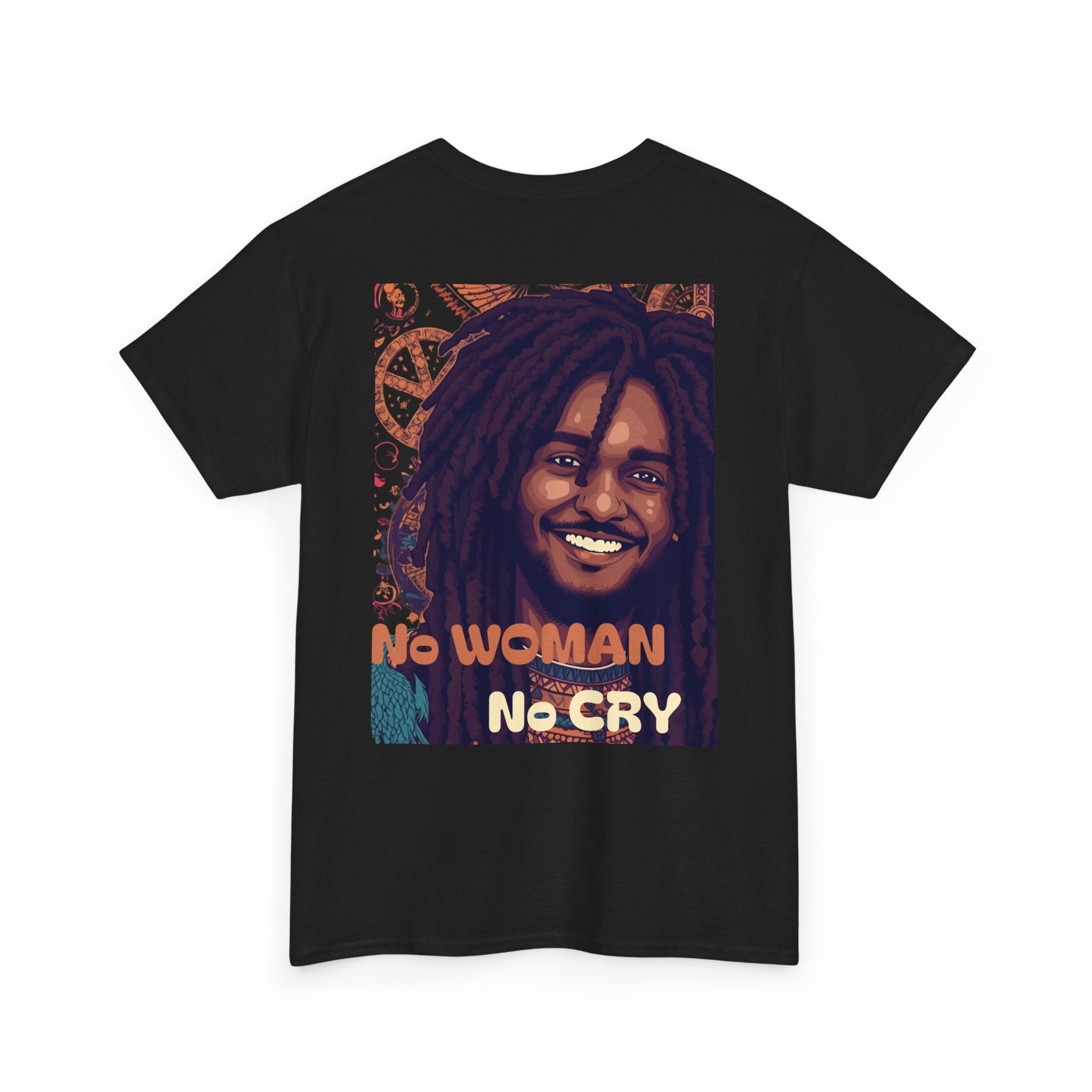 Unisex Heavy Cotton Tee with 'No Woman No Cry' Artwork, Vintage Tee, Music Lover Gift,  Inspired Shirt, Casual Streetwear