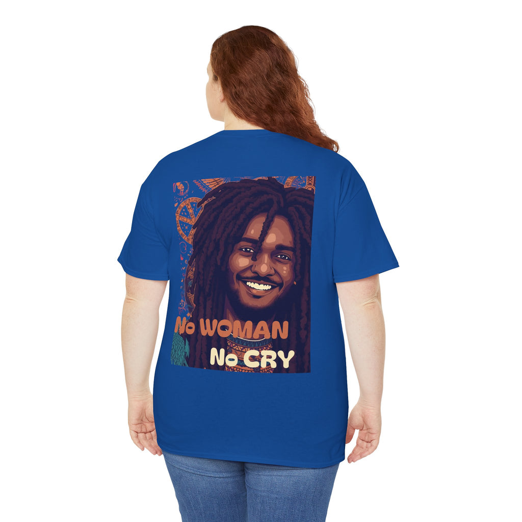 Unisex Heavy Cotton Tee with 'No Woman No Cry' Artwork, Vintage Tee, Music Lover Gift,  Inspired Shirt, Casual Streetwear