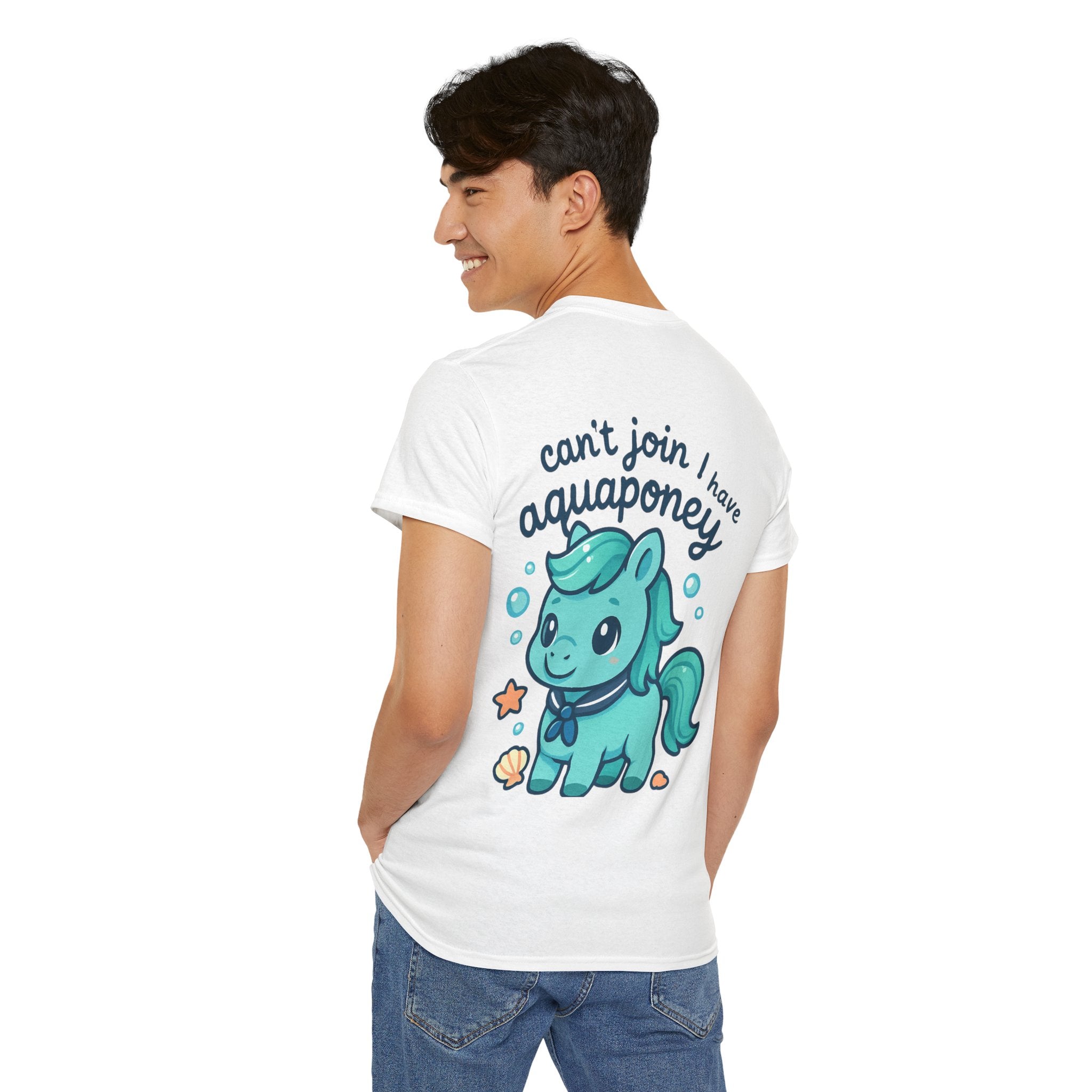 Aquaponey Humor Unisex Heavy Cotton Tee, Fun T-Shirt for Friends, Gift for Horse Lovers, Casual Wear, Funny Summer Tee