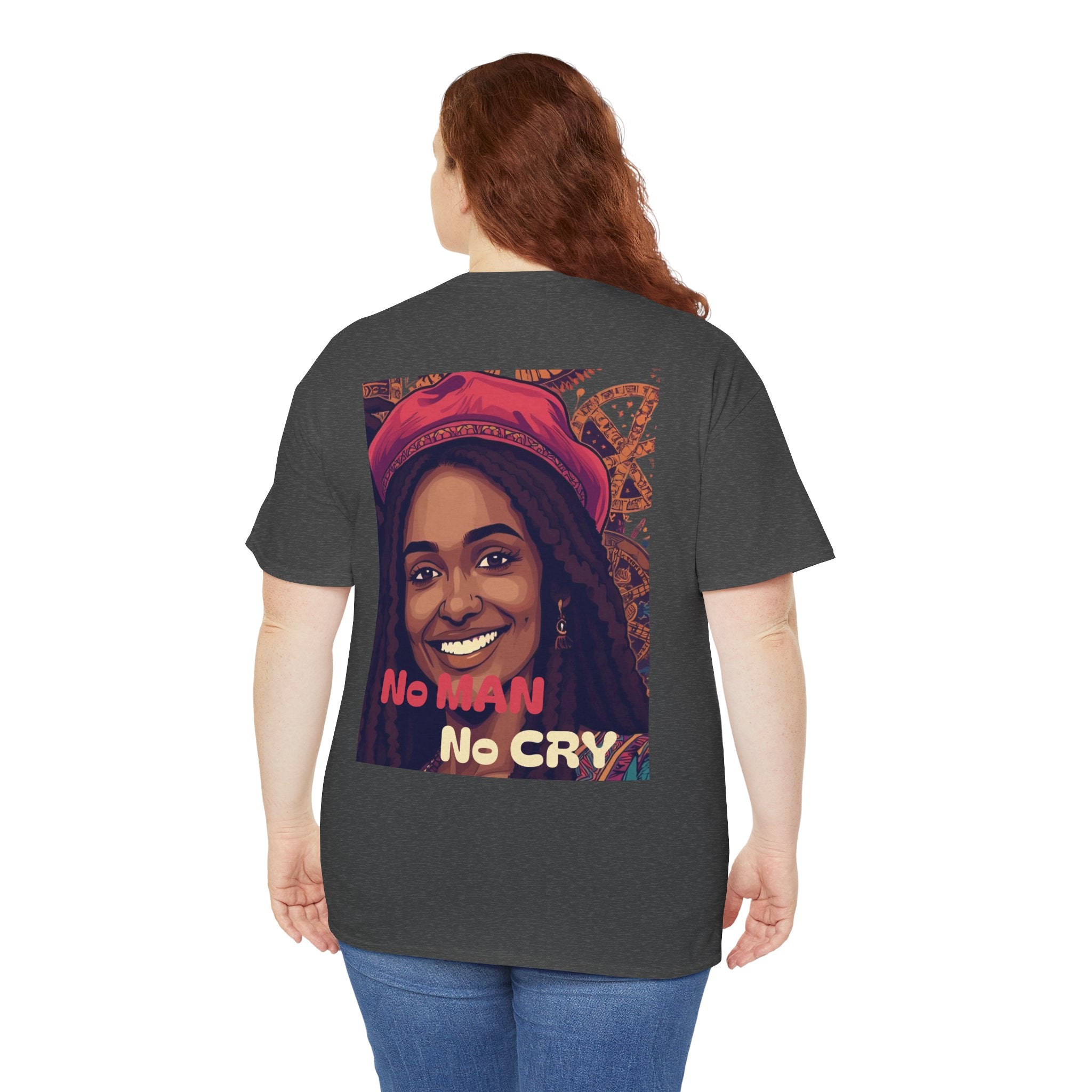 Unisex Heavy Cotton Tee with 'No Man No Cry' Artwork, Vintage Tee, Music Lover Gift,  Inspired Shirt, Casual Streetwear