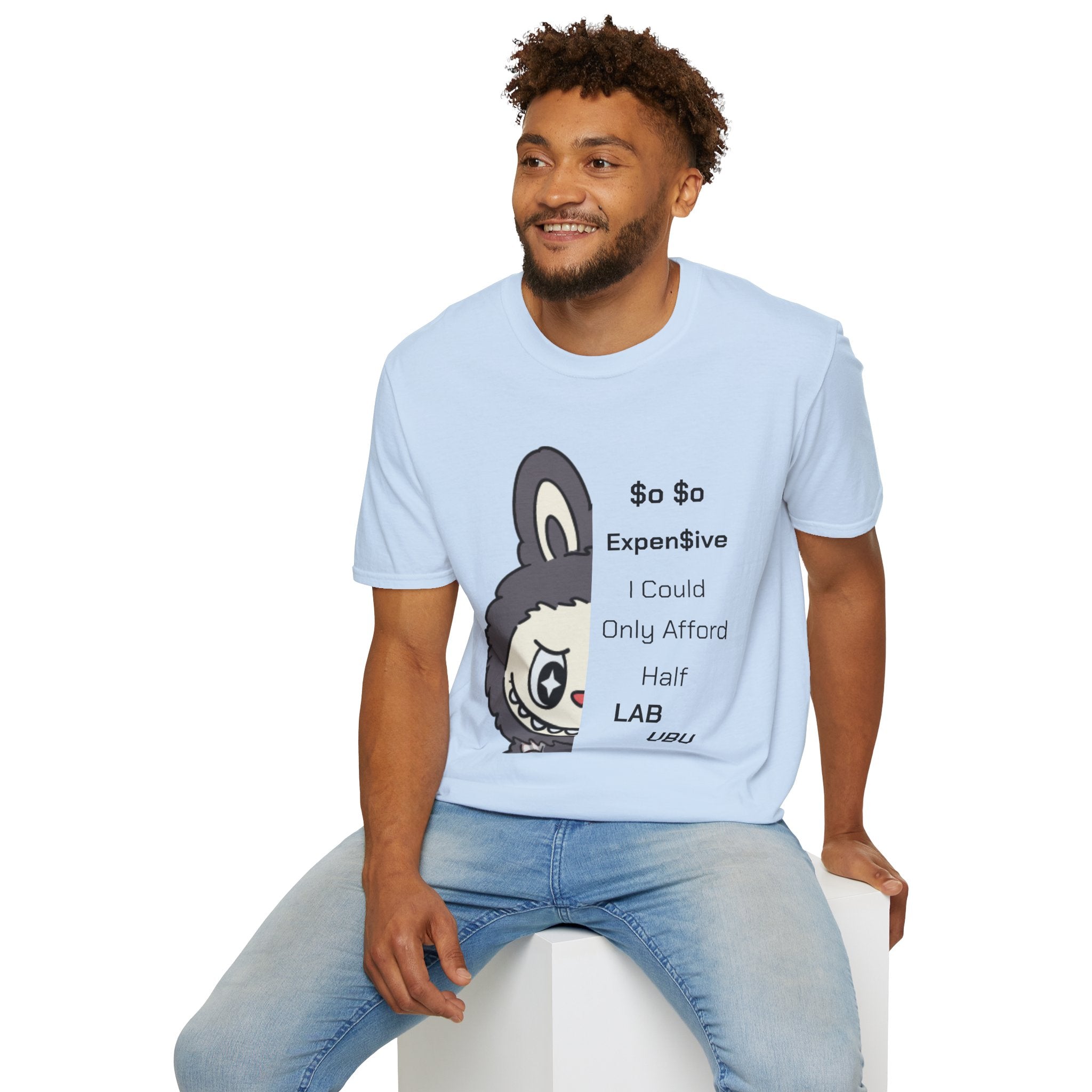 T-Shirt half labubu expensive joke Unisex Softstyle