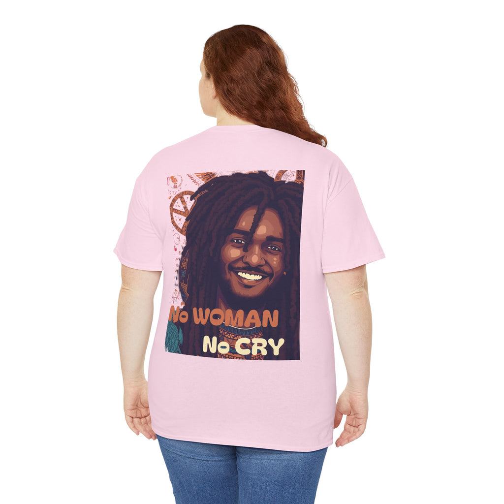 Unisex Heavy Cotton Tee with 'No Woman No Cry' Artwork, Vintage Tee, Music Lover Gift,  Inspired Shirt, Casual Streetwear