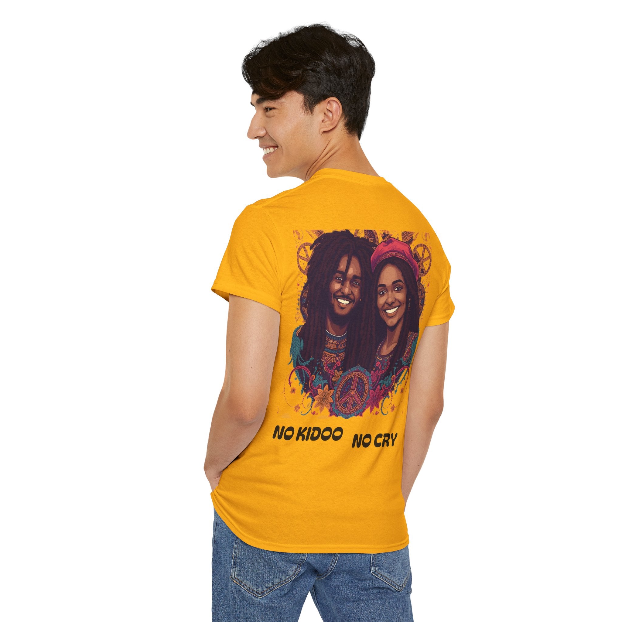 Unisex Heavy Cotton Tee with 'No Kids No Cry' Artwork, Vintage Tee, Music Lover Gift,  Inspired Shirt, Casual Streetwear