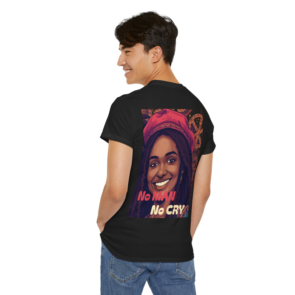 Unisex Heavy Cotton Tee with 'No Man No Cry' Artwork, Vintage Tee, Music Lover Gift,  Inspired Shirt, Casual Streetwear
