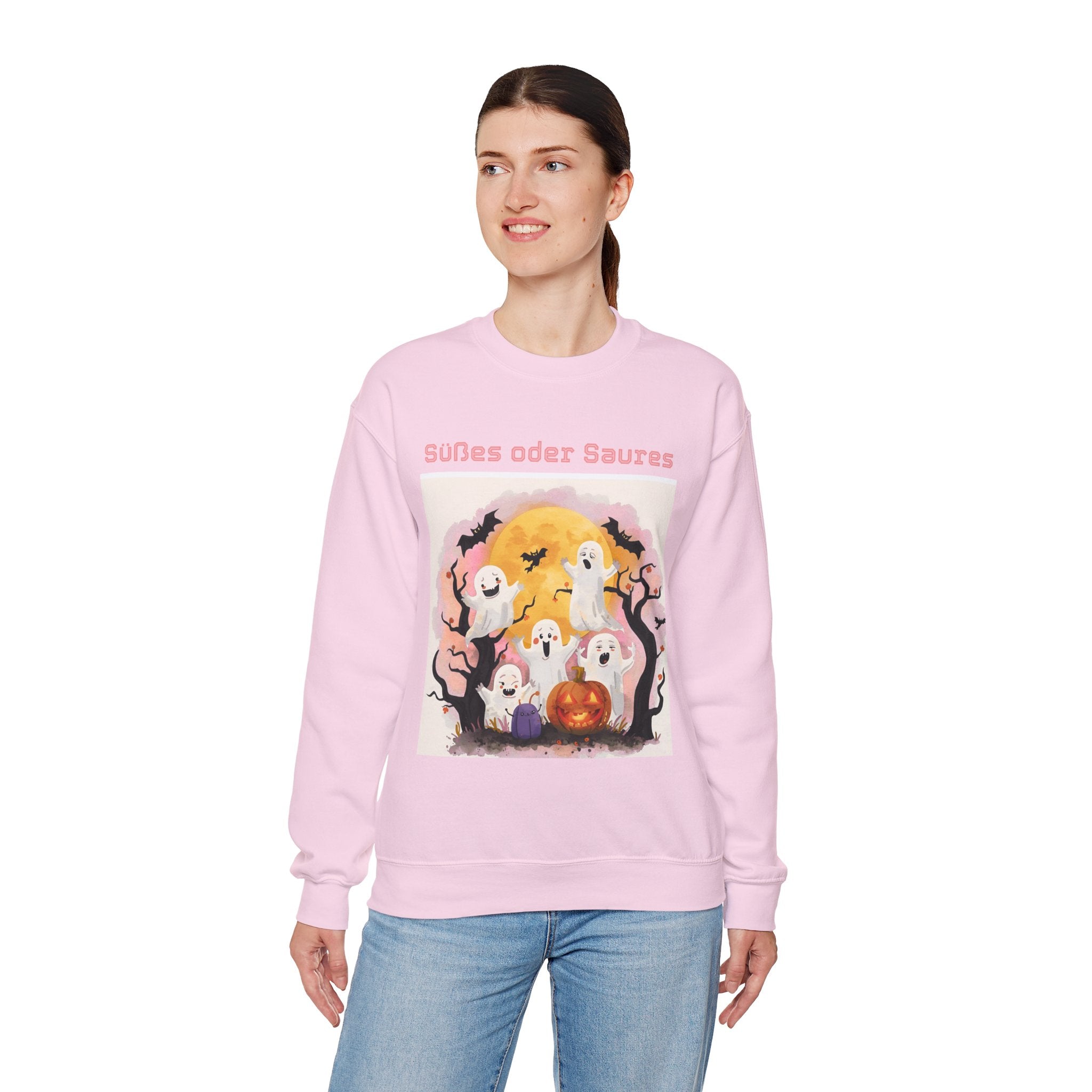 Halloween Ghost Sweatshirt, Cozy Unisex Crewneck for Fall, Perfect for Halloween Parties, Autumn Fashion, Spooky Season Wear