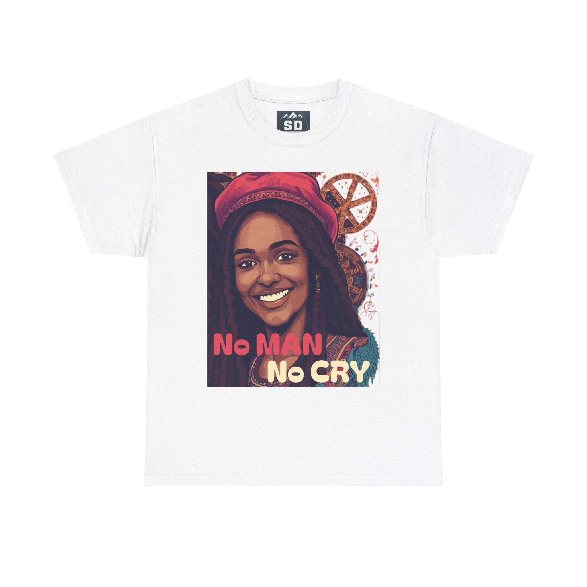 Unisex Heavy Cotton Tee with 'No Man No Cry' Artwork, Vintage Tee, Music Lover Gift,  Inspired Shirt, Casual Streetwear