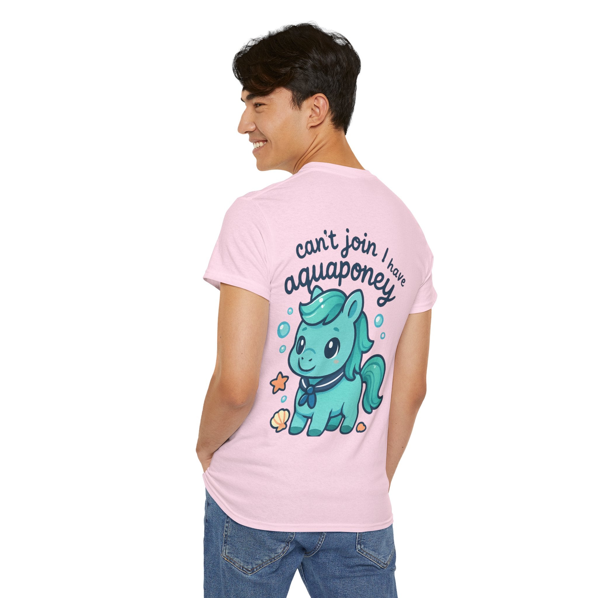 Aquaponey Humor Unisex Heavy Cotton Tee, Fun T-Shirt for Friends, Gift for Horse Lovers, Casual Wear, Funny Summer Tee