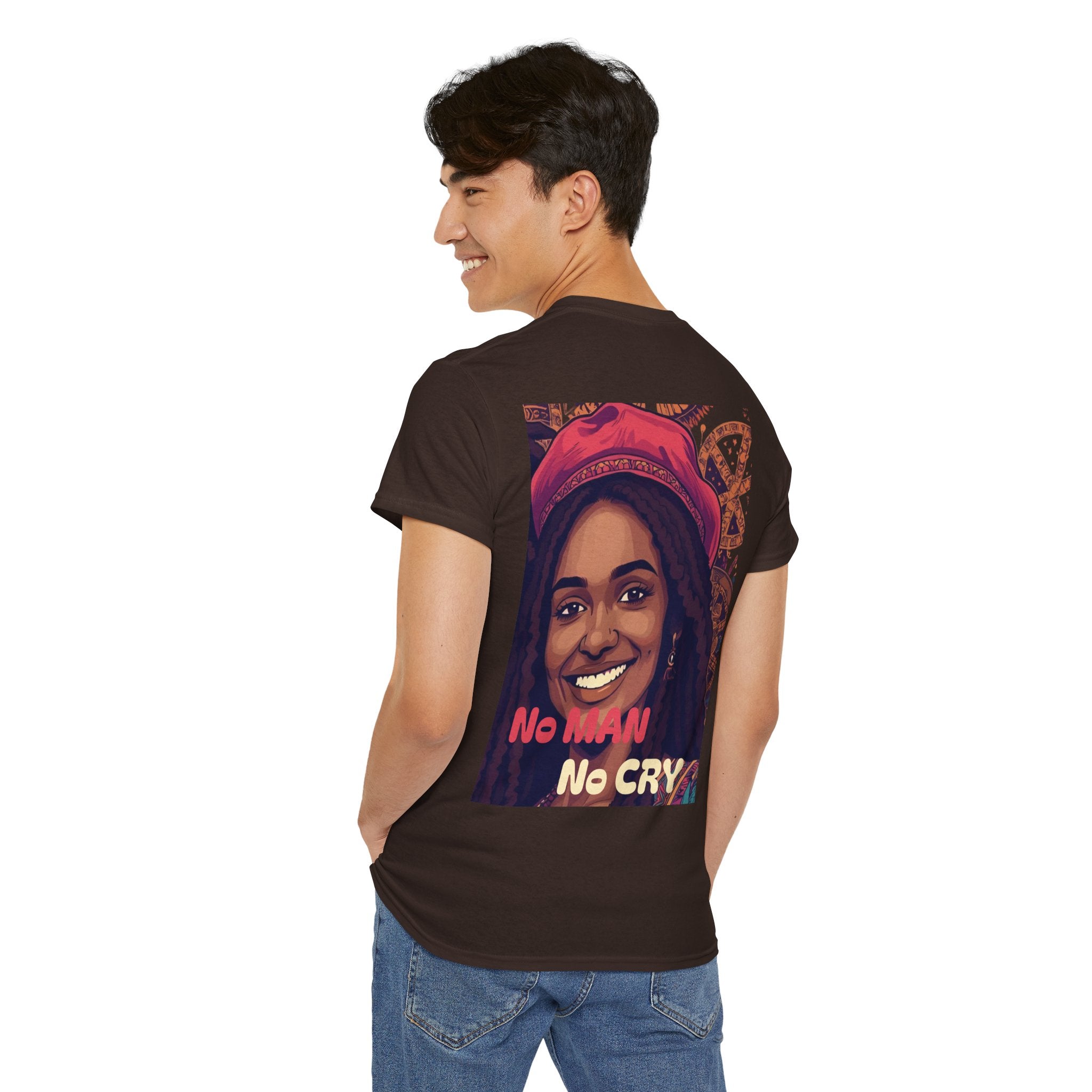Unisex Heavy Cotton Tee with 'No Man No Cry' Artwork, Vintage Tee, Music Lover Gift,  Inspired Shirt, Casual Streetwear
