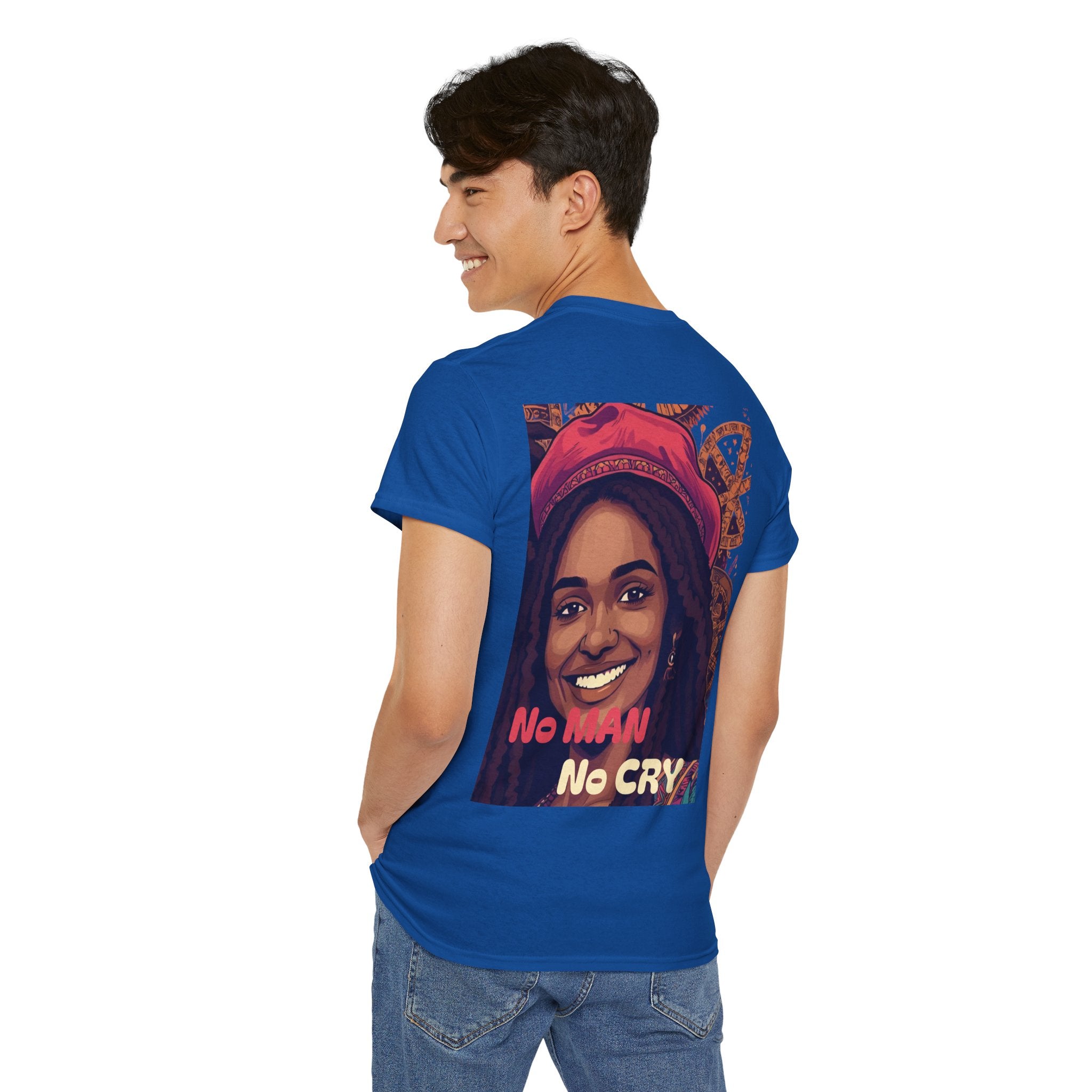 Unisex Heavy Cotton Tee with 'No Man No Cry' Artwork, Vintage Tee, Music Lover Gift,  Inspired Shirt, Casual Streetwear