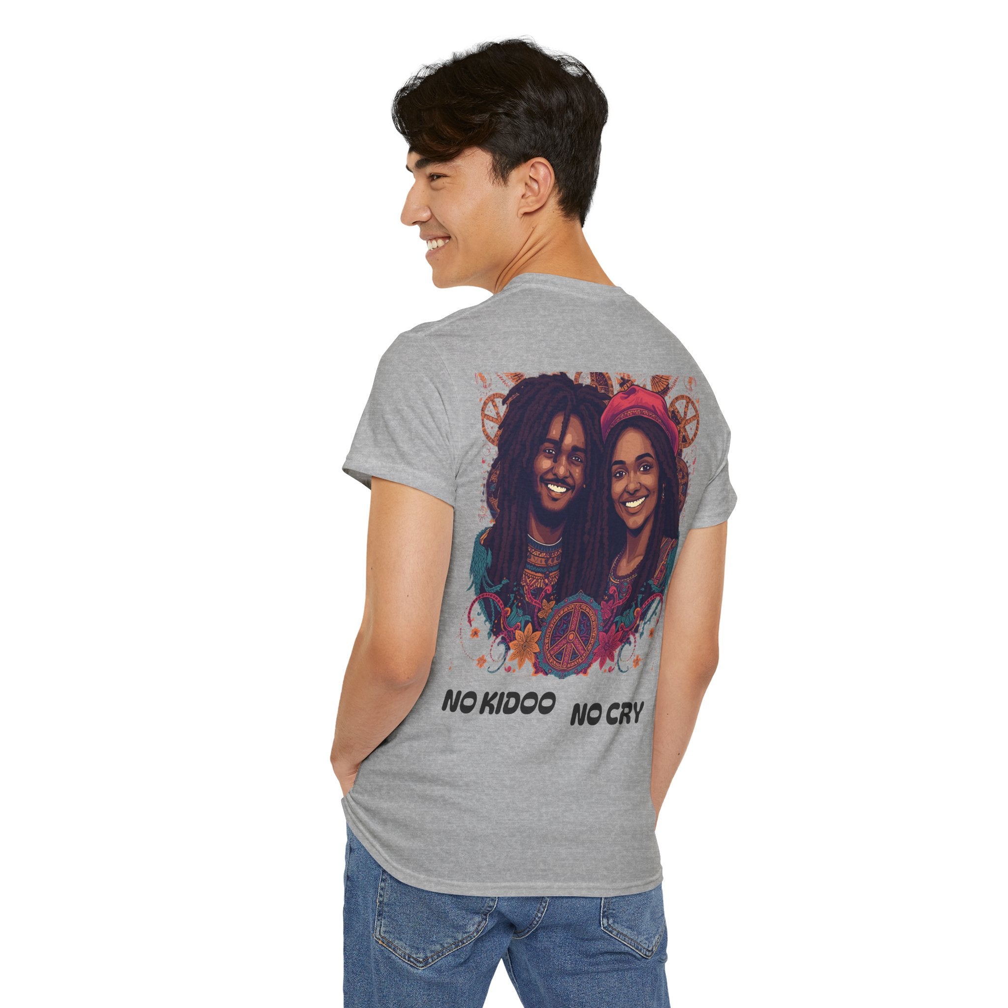 Unisex Heavy Cotton Tee with 'No Kids No Cry' Artwork, Vintage Tee, Music Lover Gift,  Inspired Shirt, Casual Streetwear