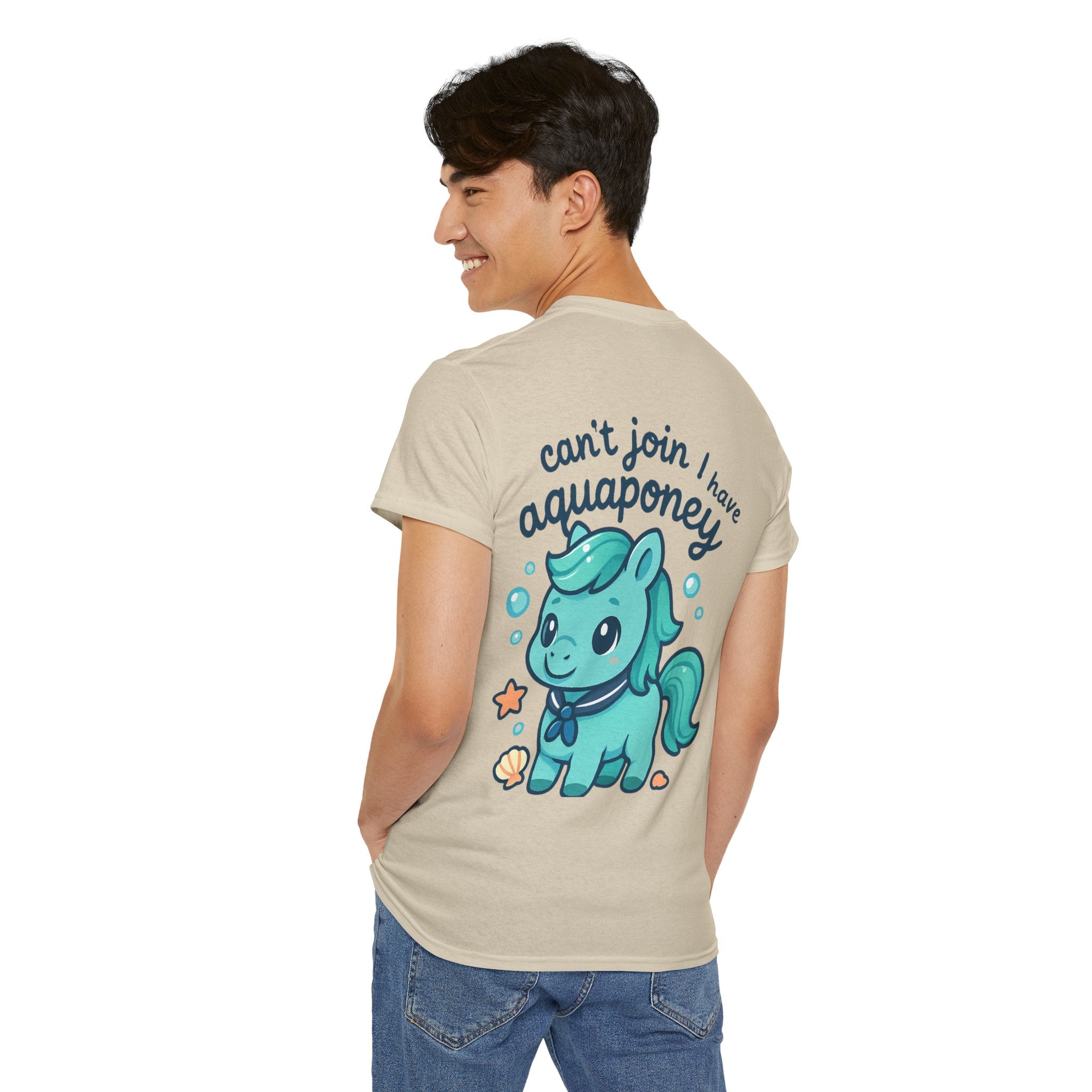 Aquaponey Humor Unisex Heavy Cotton Tee, Fun T-Shirt for Friends, Gift for Horse Lovers, Casual Wear, Funny Summer Tee