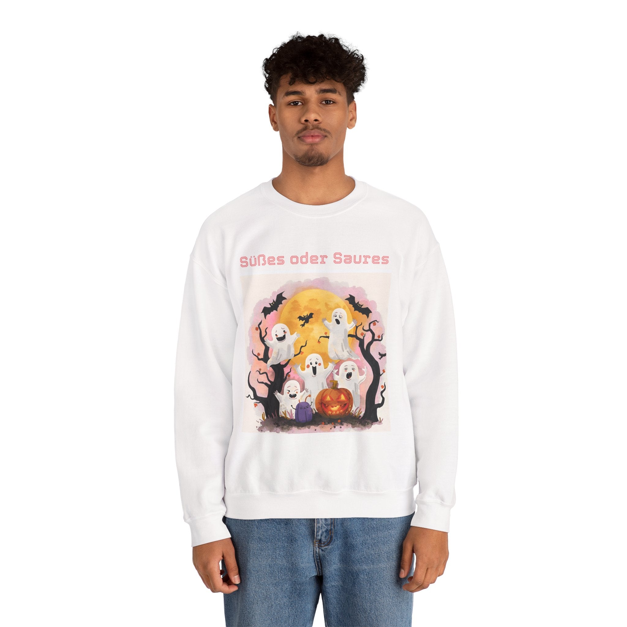 Halloween Ghost Sweatshirt, Cozy Unisex Crewneck for Fall, Perfect for Halloween Parties, Autumn Fashion, Spooky Season Wear