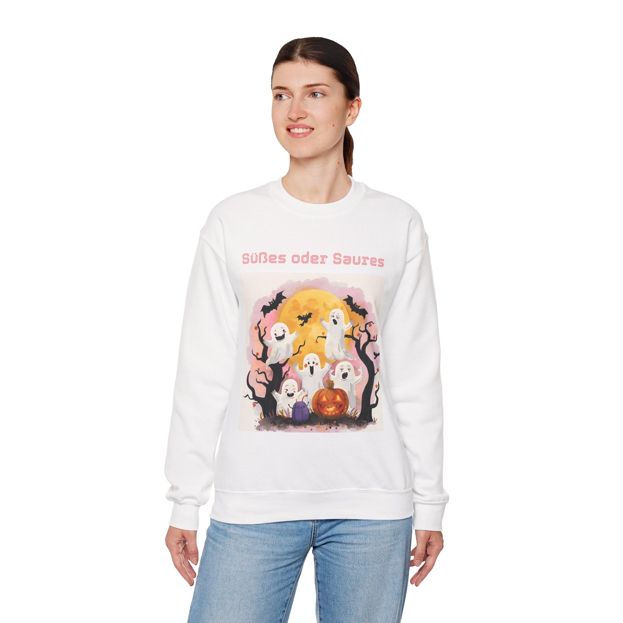 Halloween Ghost Sweatshirt, Cozy Unisex Crewneck for Fall, Perfect for Halloween Parties, Autumn Fashion, Spooky Season Wear