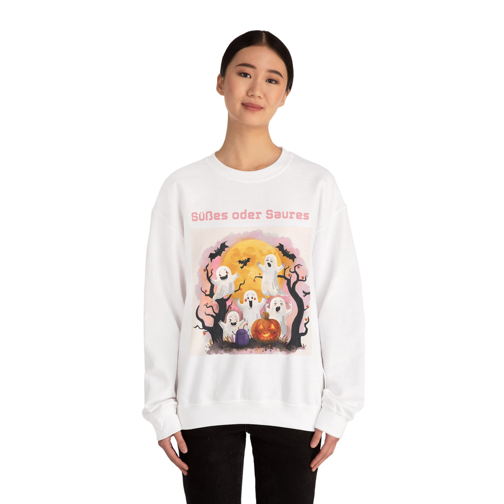 Halloween Ghost Sweatshirt, Cozy Unisex Crewneck for Fall, Perfect for Halloween Parties, Autumn Fashion, Spooky Season Wear