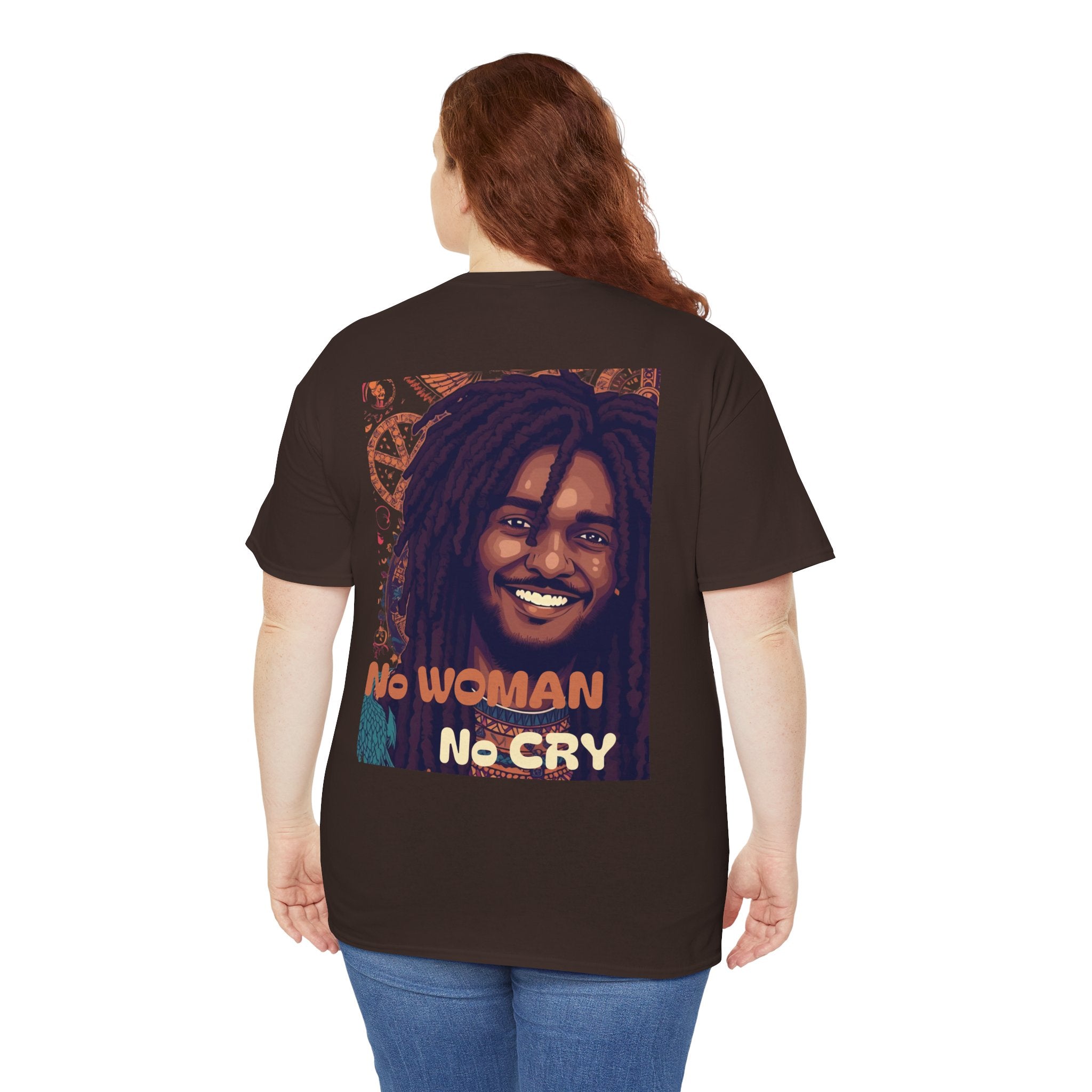 Unisex Heavy Cotton Tee with 'No Woman No Cry' Artwork, Vintage Tee, Music Lover Gift,  Inspired Shirt, Casual Streetwear