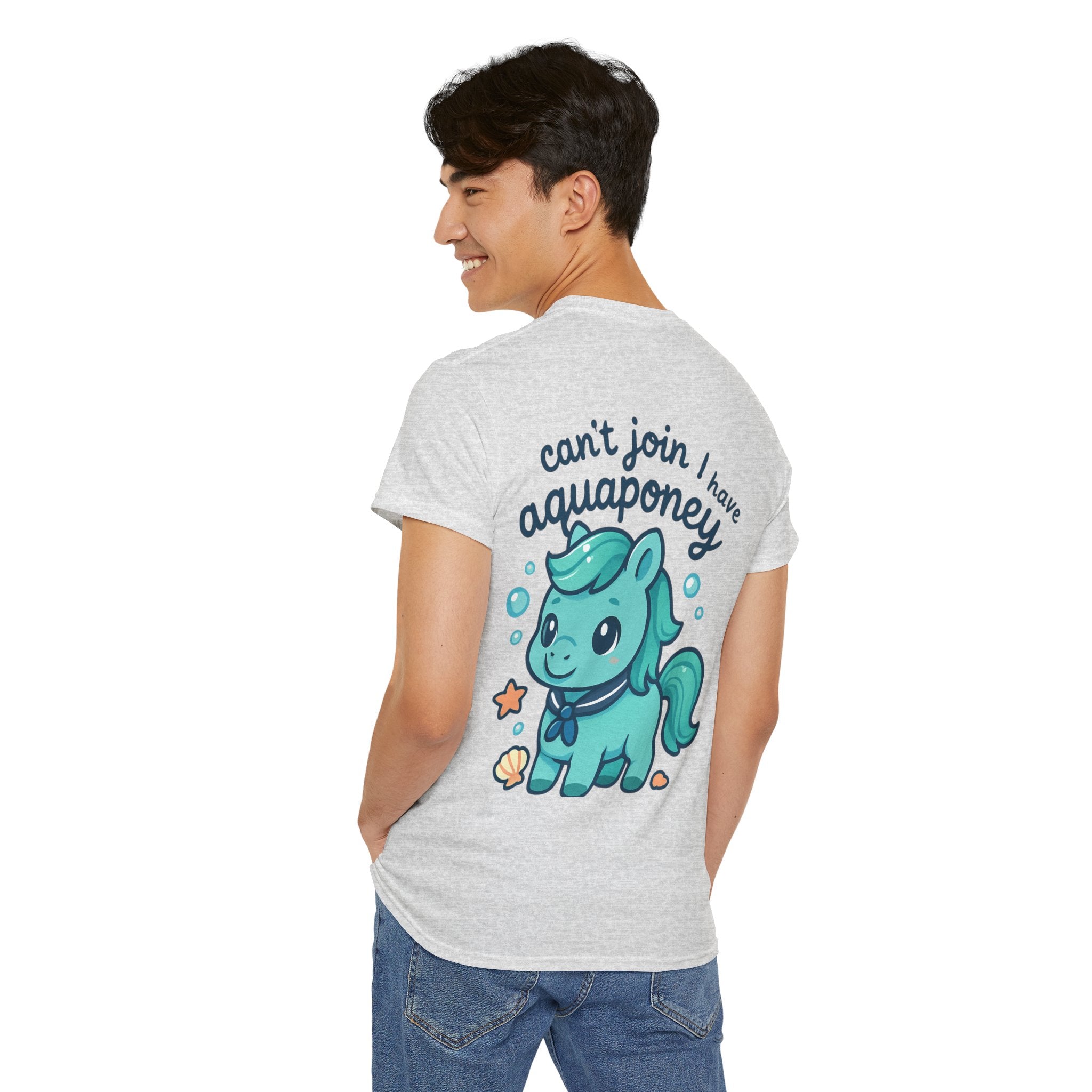 Aquaponey Humor Unisex Heavy Cotton Tee, Fun T-Shirt for Friends, Gift for Horse Lovers, Casual Wear, Funny Summer Tee