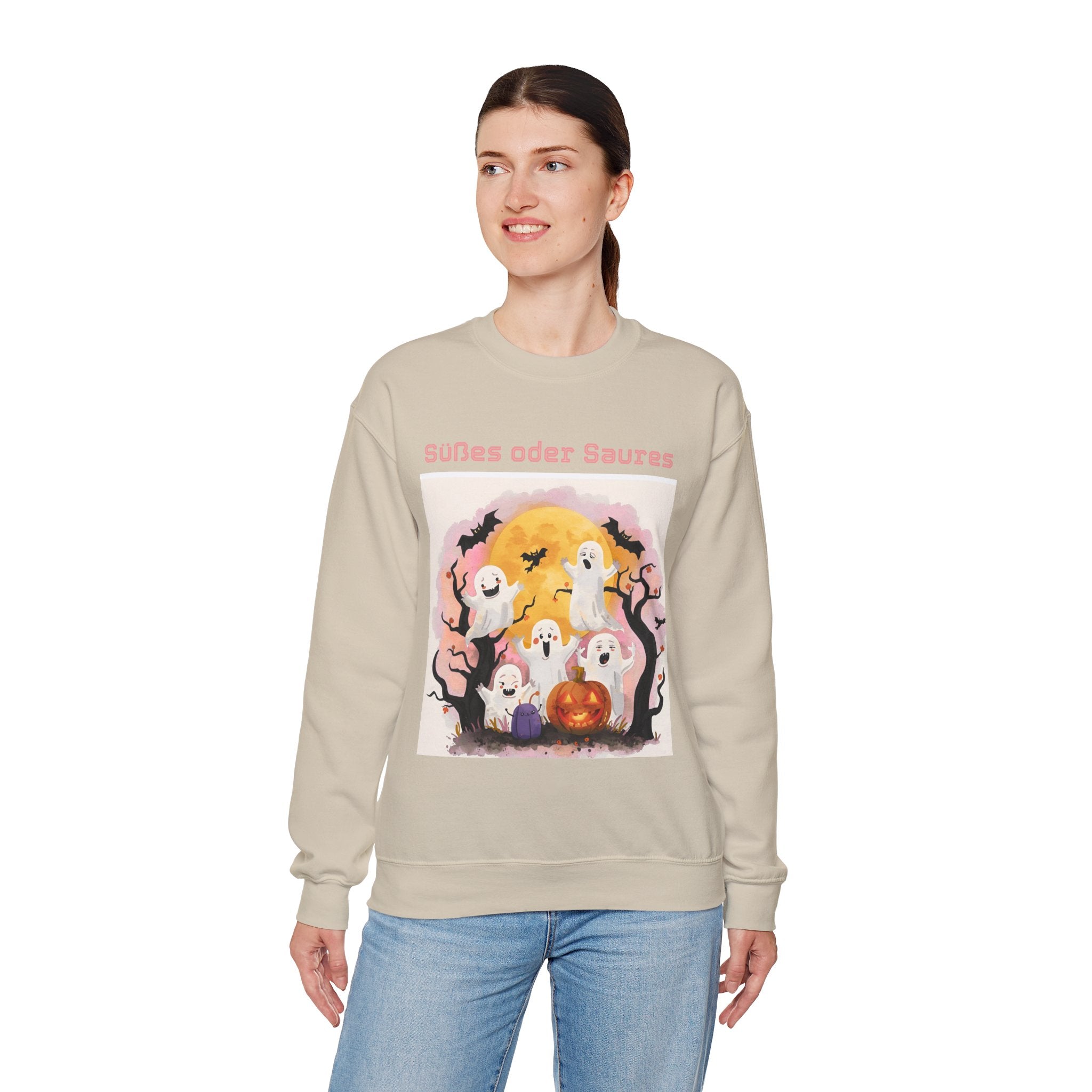 Halloween Ghost Sweatshirt, Cozy Unisex Crewneck for Fall, Perfect for Halloween Parties, Autumn Fashion, Spooky Season Wear