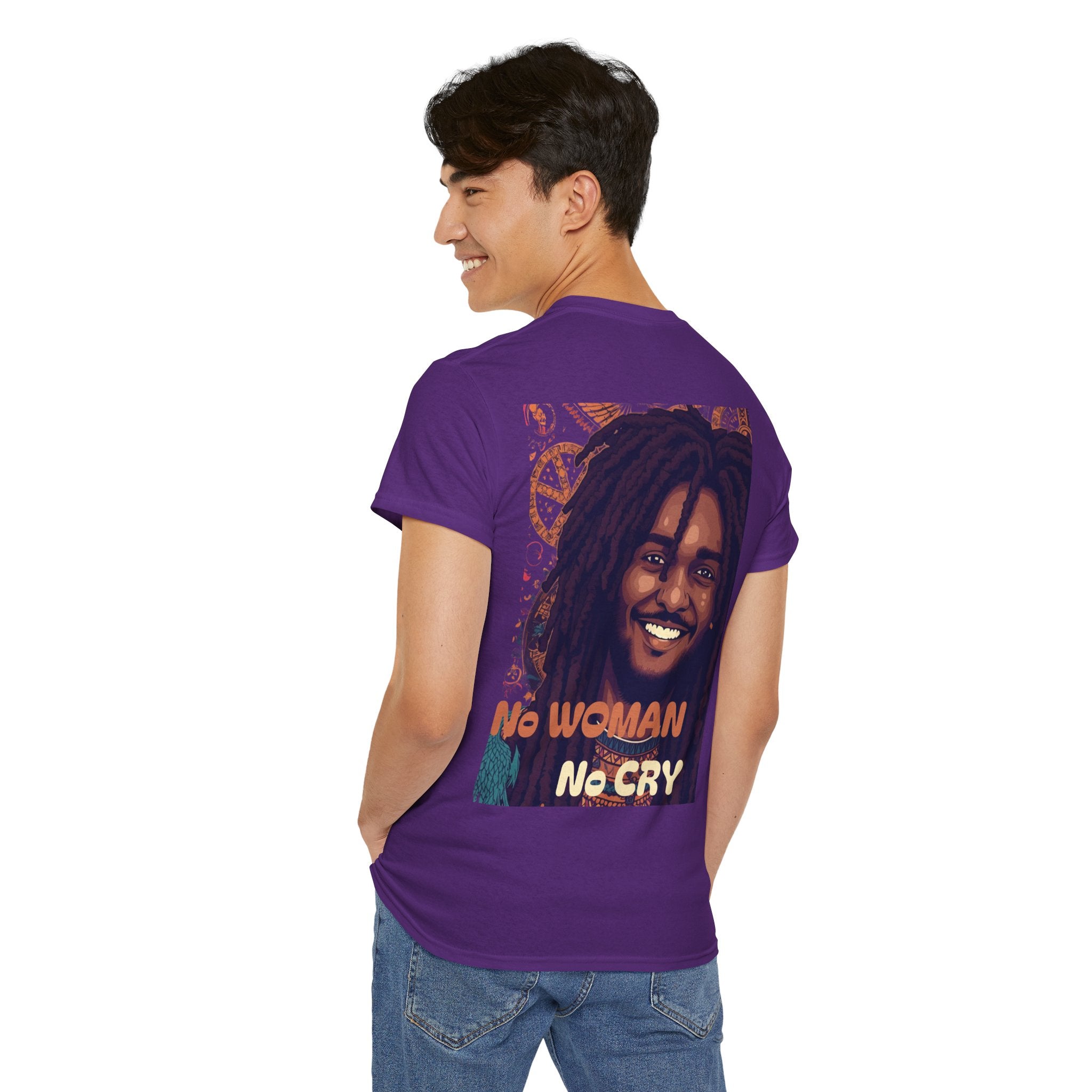 Unisex Heavy Cotton Tee with 'No Woman No Cry' Artwork, Vintage Tee, Music Lover Gift,  Inspired Shirt, Casual Streetwear