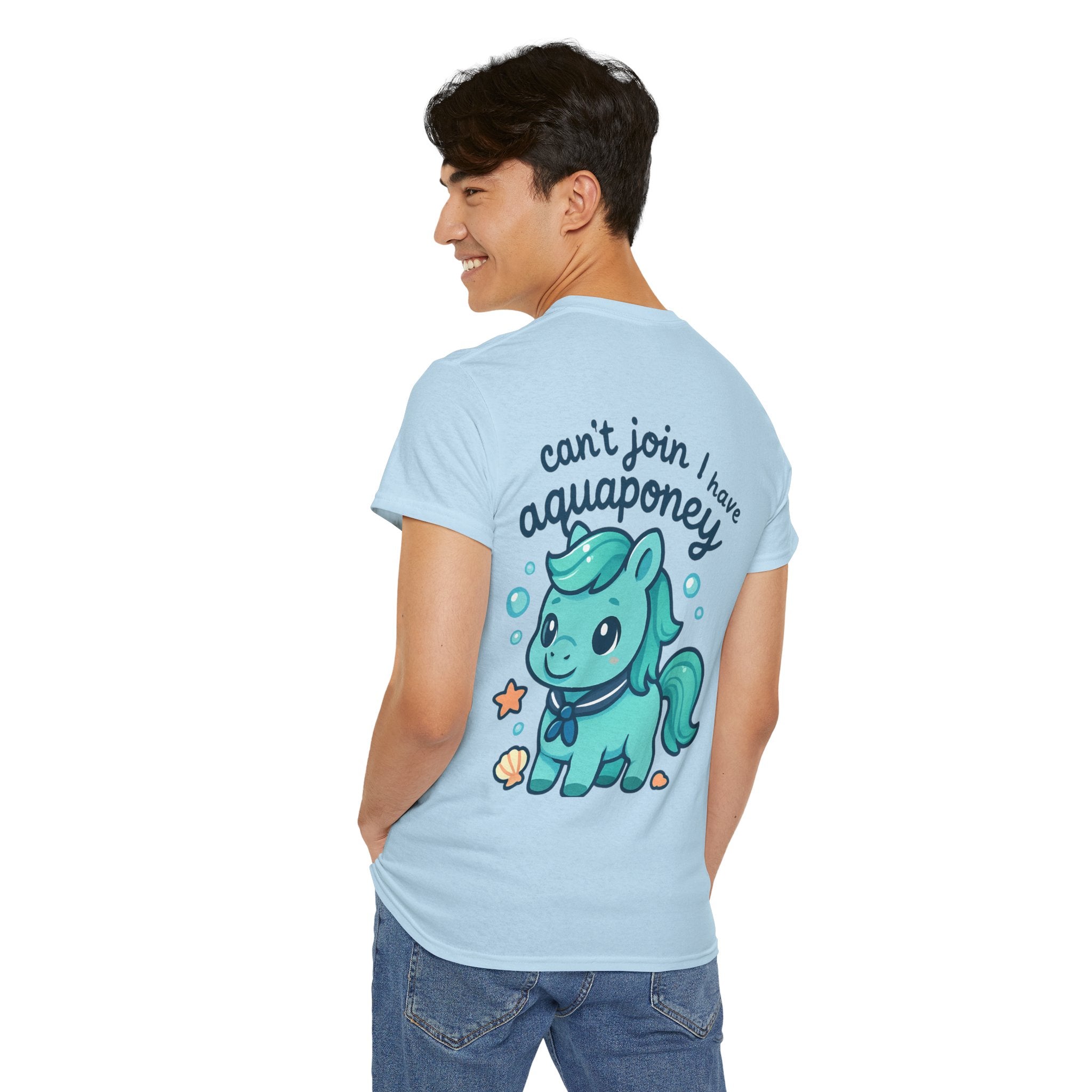 Aquaponey Humor Unisex Heavy Cotton Tee, Fun T-Shirt for Friends, Gift for Horse Lovers, Casual Wear, Funny Summer Tee