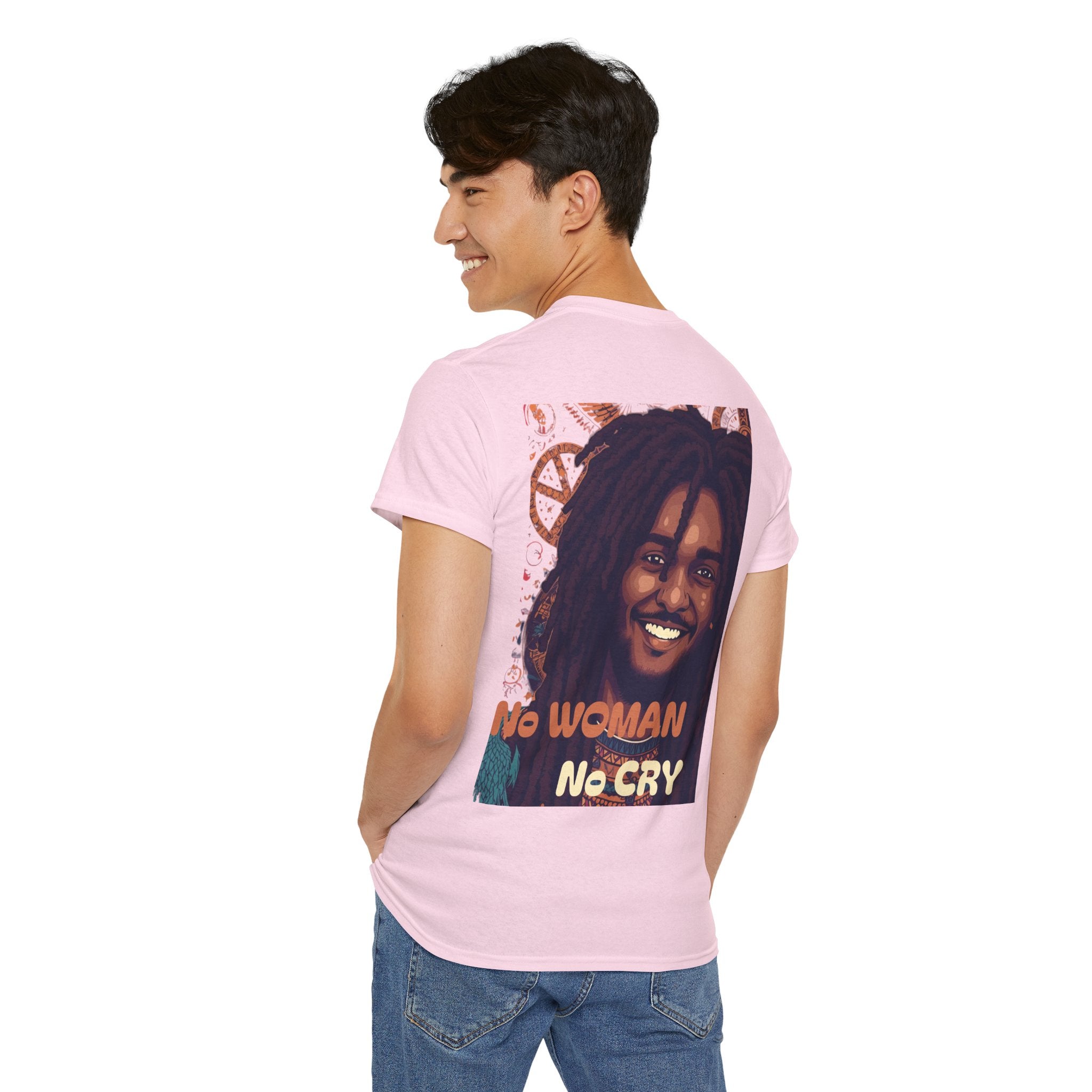 Unisex Heavy Cotton Tee with 'No Woman No Cry' Artwork, Vintage Tee, Music Lover Gift,  Inspired Shirt, Casual Streetwear