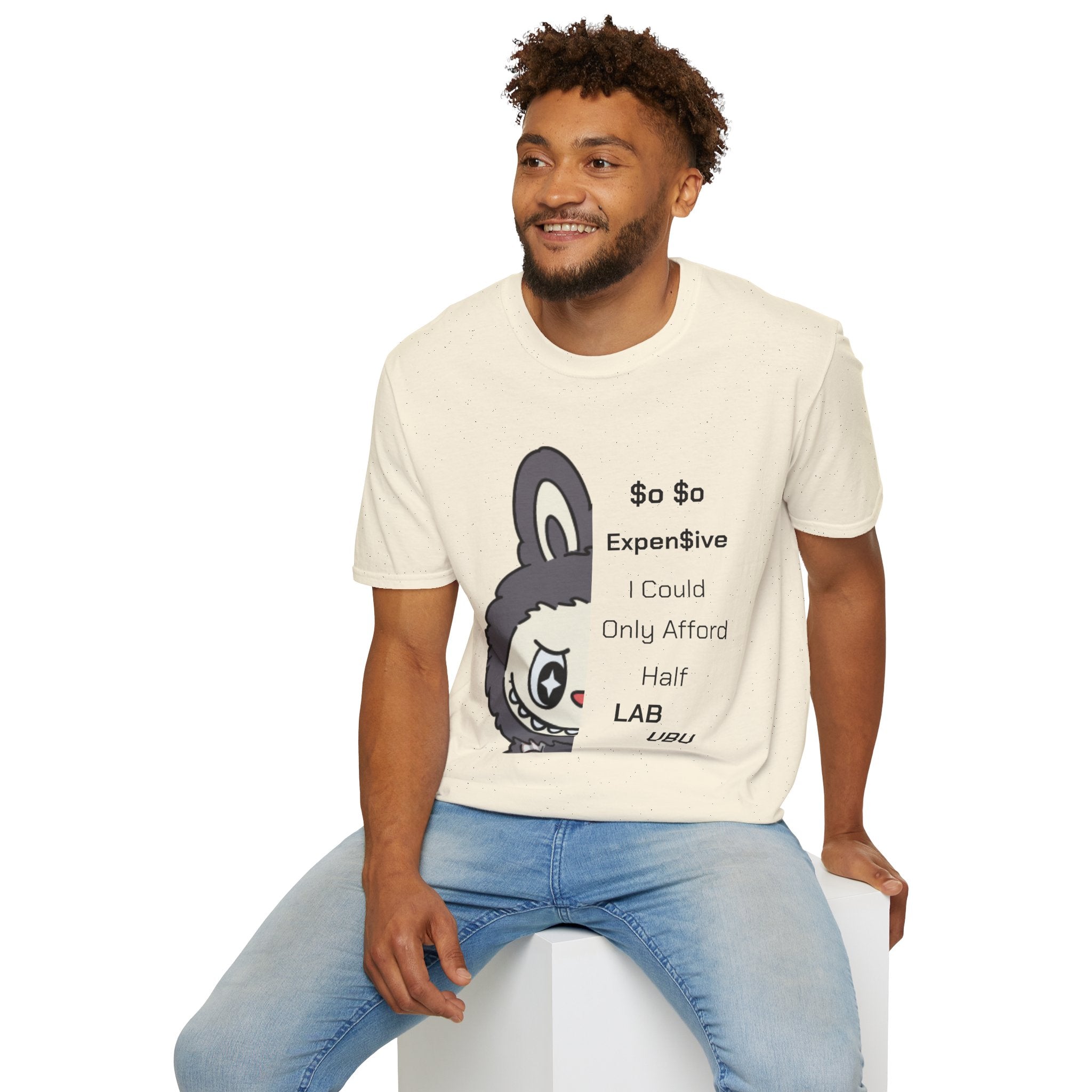 T-Shirt half labubu expensive joke Unisex Softstyle