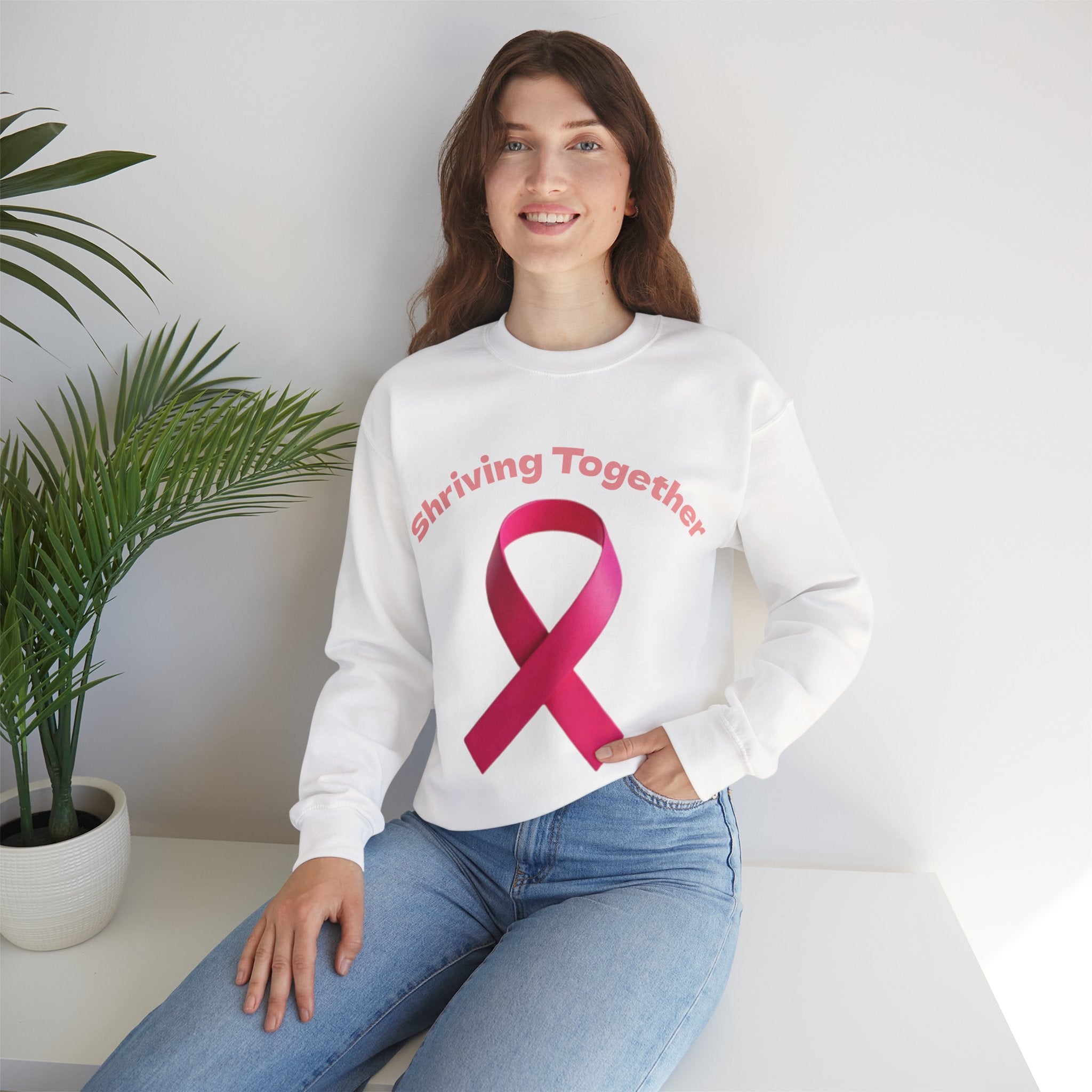 Cancer support Sweatshirt - Shriving Together, Cozy Unisex Pullover, Gift for Encouragement, Casual Wear, Motivational Outfit