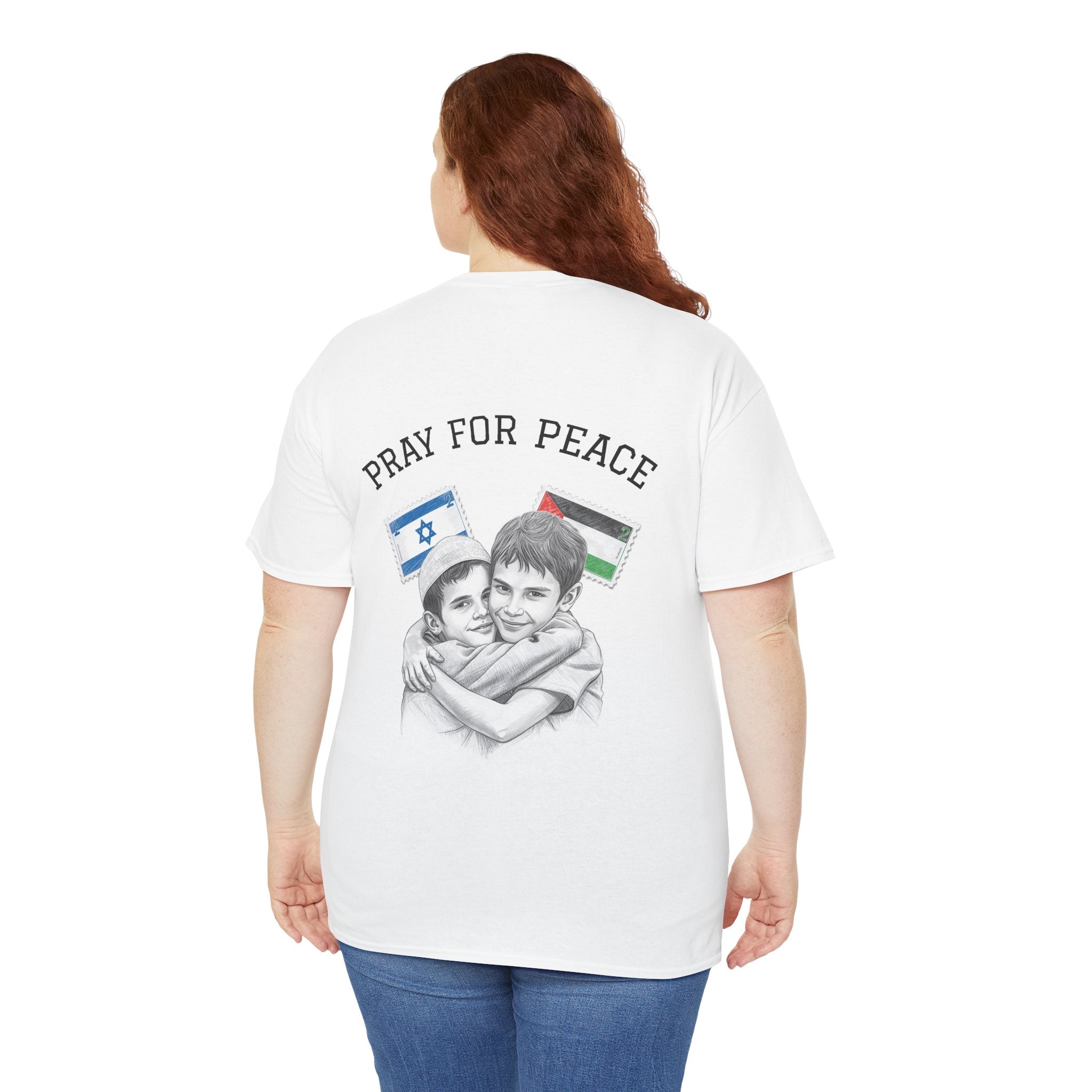 Unisex Heavy Cotton Tee: Pray for Peace Shirt, Gift for Activists, Casual Wear, Peace Movement, Thoughtful Gift Idea, Palestine gaza Israel