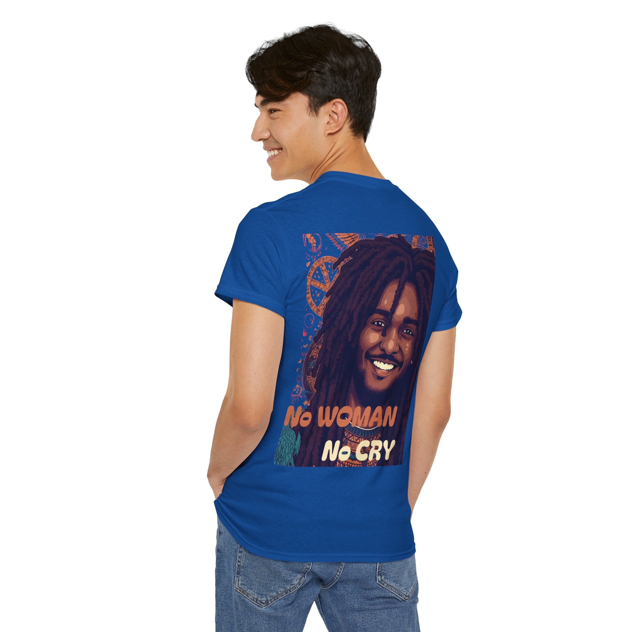 Unisex Heavy Cotton Tee with 'No Woman No Cry' Artwork, Vintage Tee, Music Lover Gift,  Inspired Shirt, Casual Streetwear