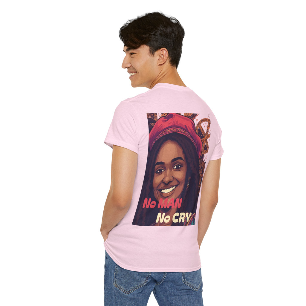 Unisex Heavy Cotton Tee with 'No Man No Cry' Artwork, Vintage Tee, Music Lover Gift,  Inspired Shirt, Casual Streetwear