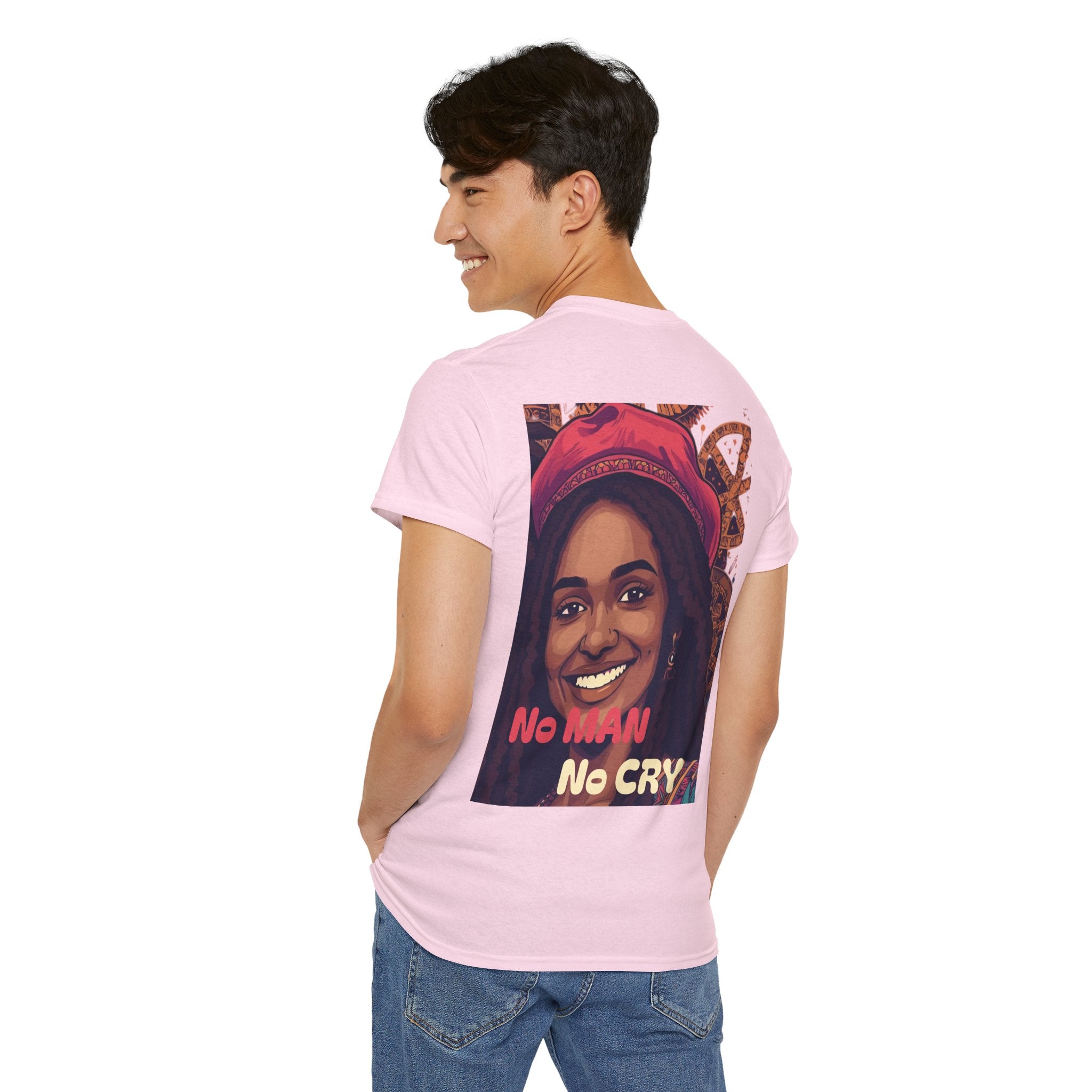 Unisex Heavy Cotton Tee with 'No Man No Cry' Artwork, Vintage Tee, Music Lover Gift,  Inspired Shirt, Casual Streetwear