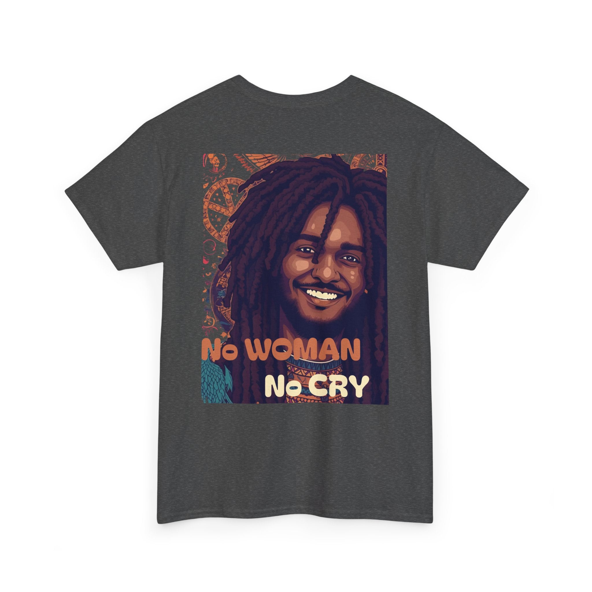 Unisex Heavy Cotton Tee with 'No Woman No Cry' Artwork, Vintage Tee, Music Lover Gift,  Inspired Shirt, Casual Streetwear
