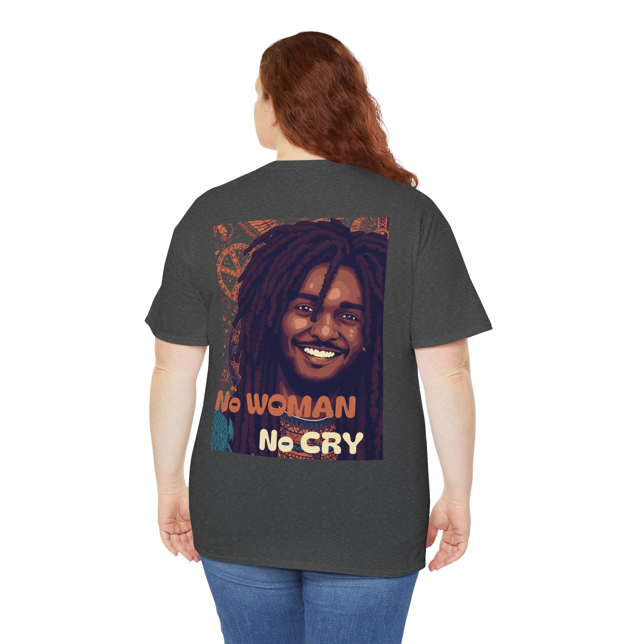 Unisex Heavy Cotton Tee with 'No Woman No Cry' Artwork, Vintage Tee, Music Lover Gift,  Inspired Shirt, Casual Streetwear