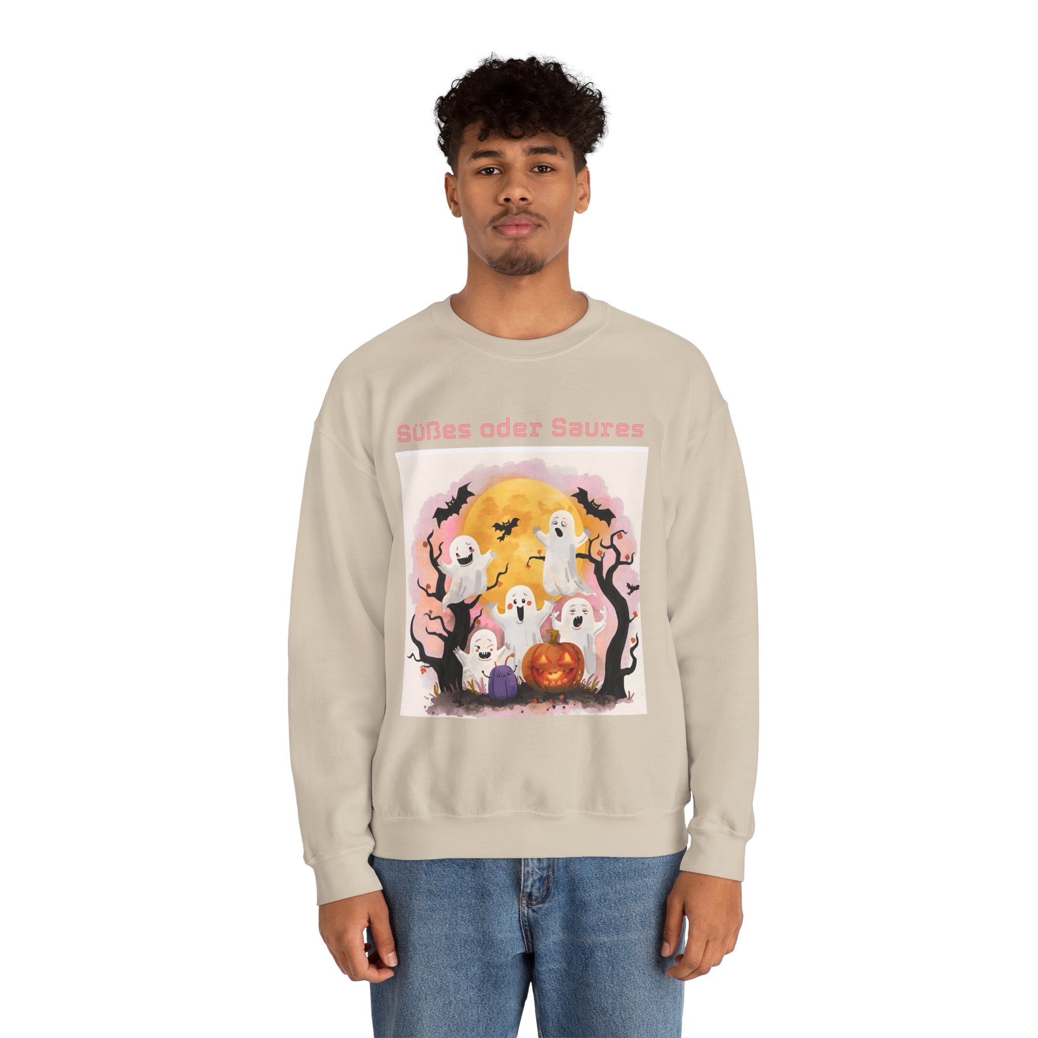 Halloween Ghost Sweatshirt, Cozy Unisex Crewneck for Fall, Perfect for Halloween Parties, Autumn Fashion, Spooky Season Wear