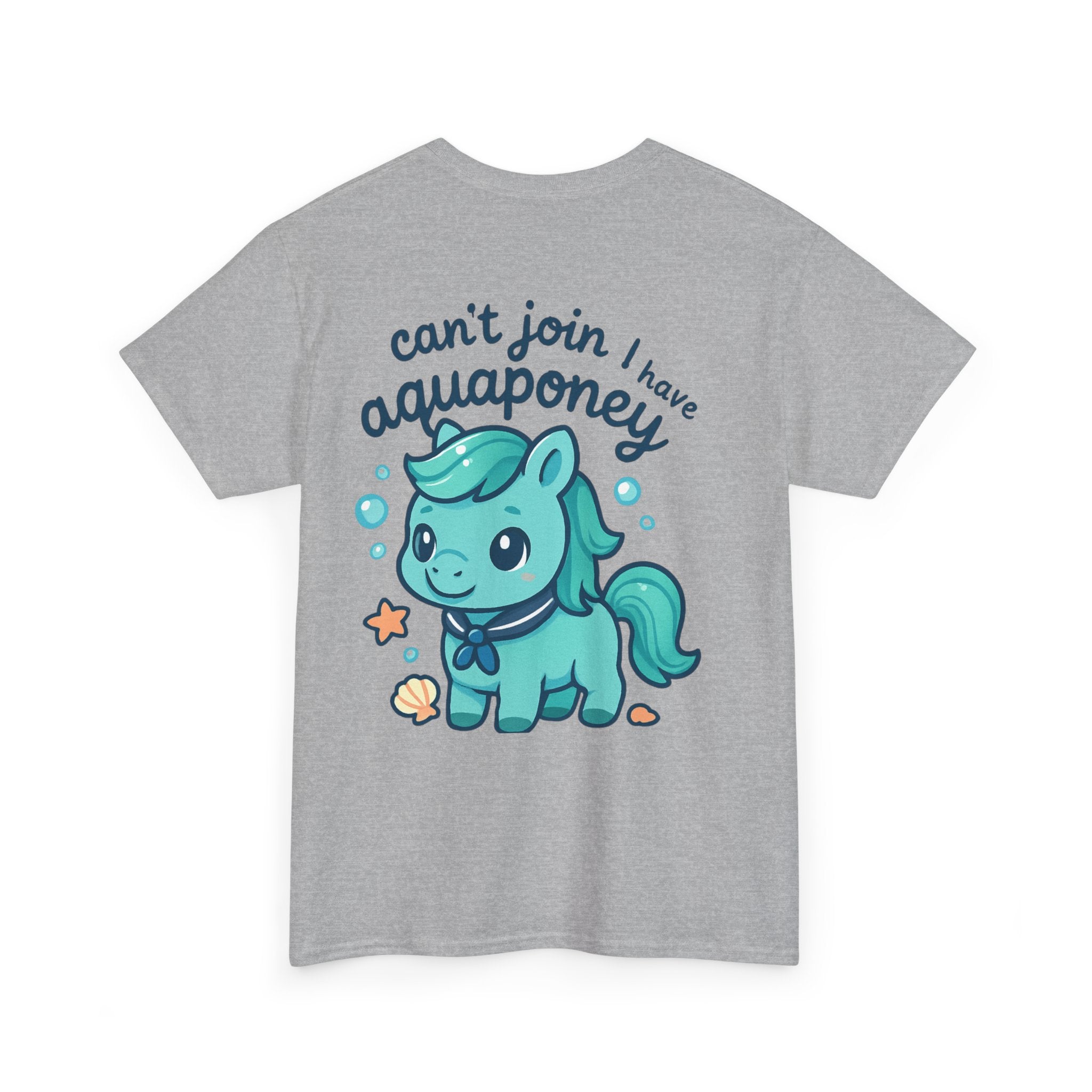 Aquaponey Humor Unisex Heavy Cotton Tee, Fun T-Shirt for Friends, Gift for Horse Lovers, Casual Wear, Funny Summer Tee